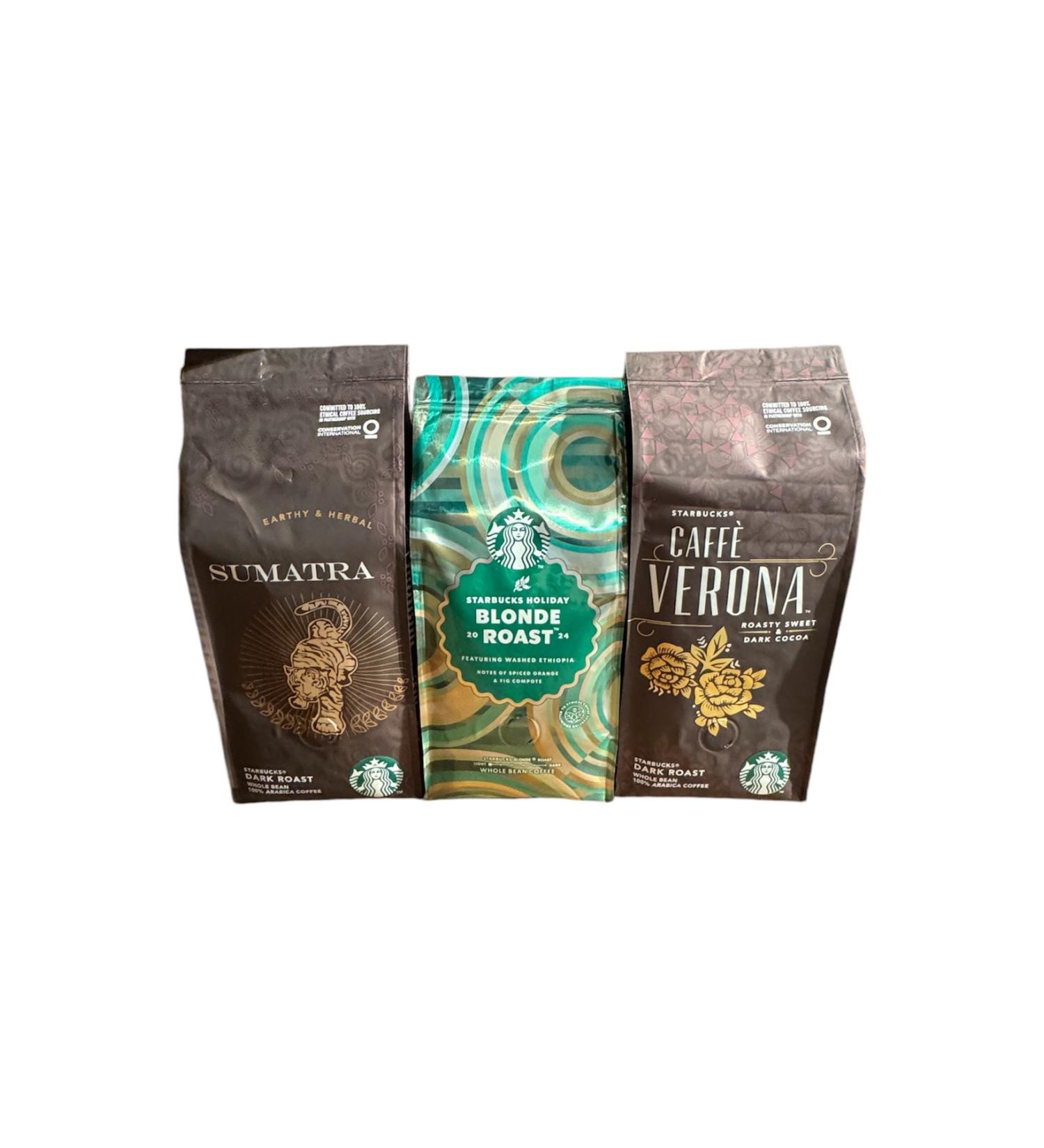 Starbucks Bean Coffee Sumatra-Holiday Blonde-Verona 3x250gr