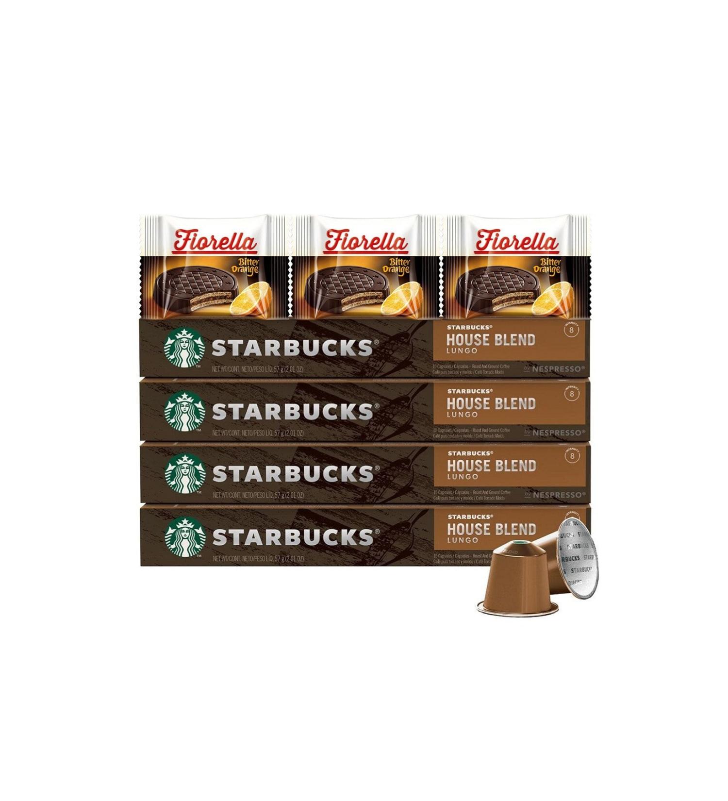 Starbucks 4 Pieces 10 House Blend Lungo Capsule Coffee Set + Fiorella 3x