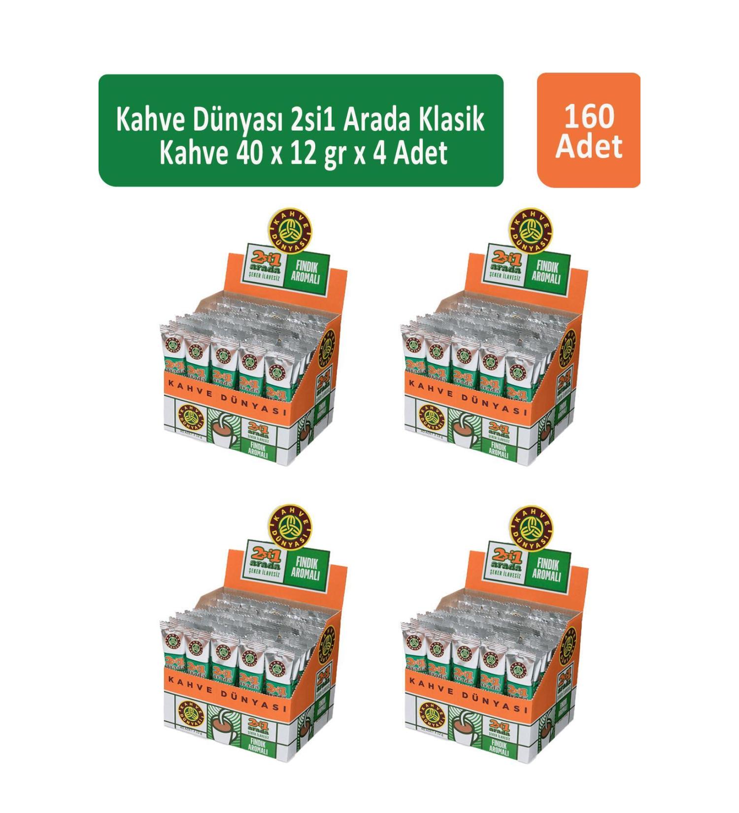 Coffee World 2in1 Hazelnut Flavored Coffee 40 x 12 gr x 4 Pieces - Buy Online on GoSupps.com