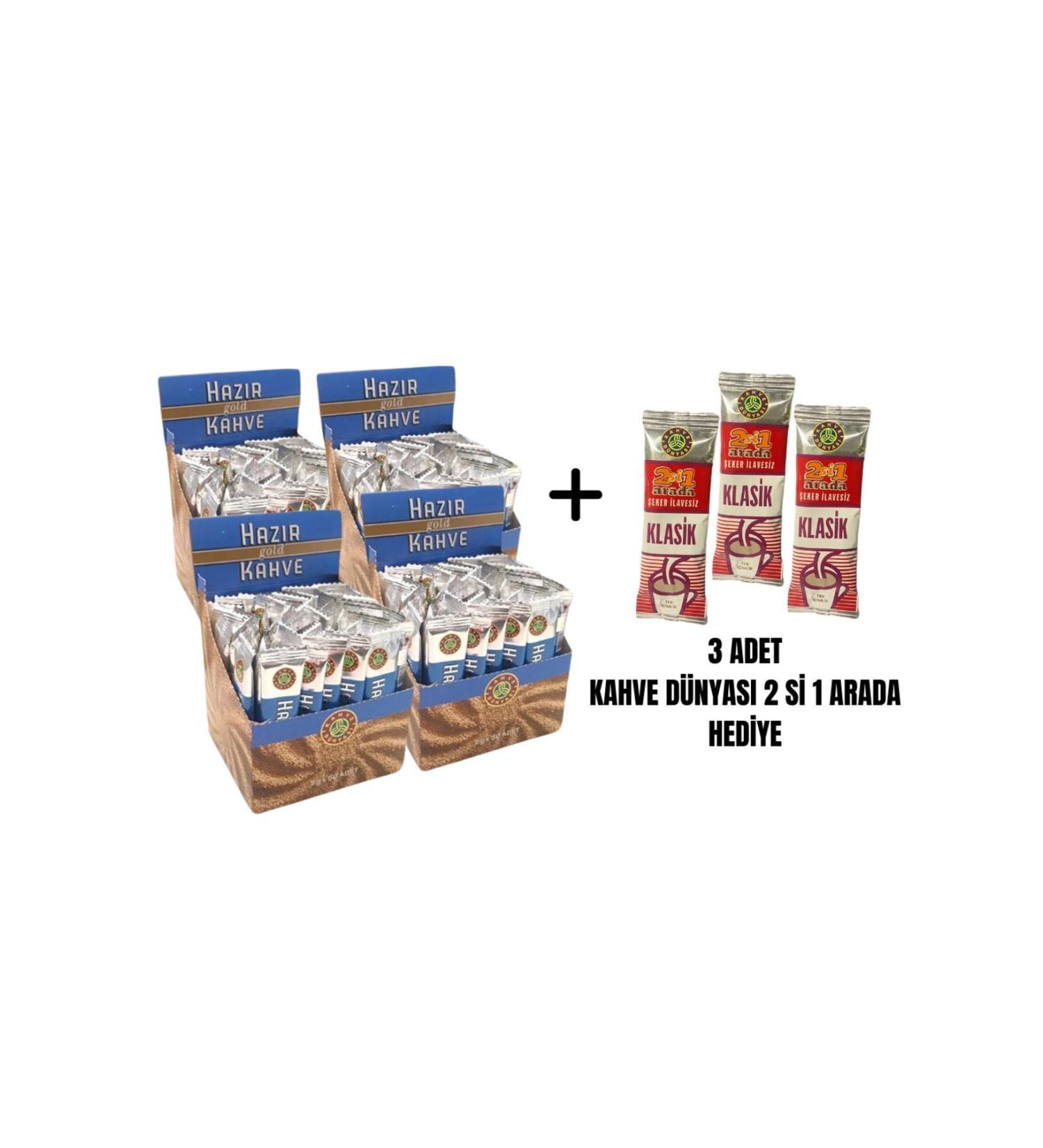 Coffee World Disposable Instant Coffee Gold 2 gr 50 x 4 pieces and 2in1 3 pieces