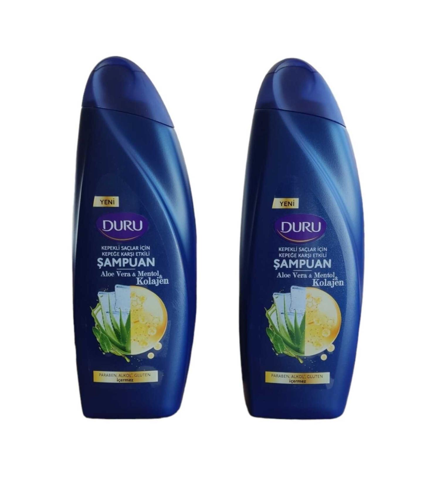 Duru DANDRUFF HAIR ALOE VERA & MENTHOL & COLLAGEN SHAMPOO 500 ML (2 PIECES)