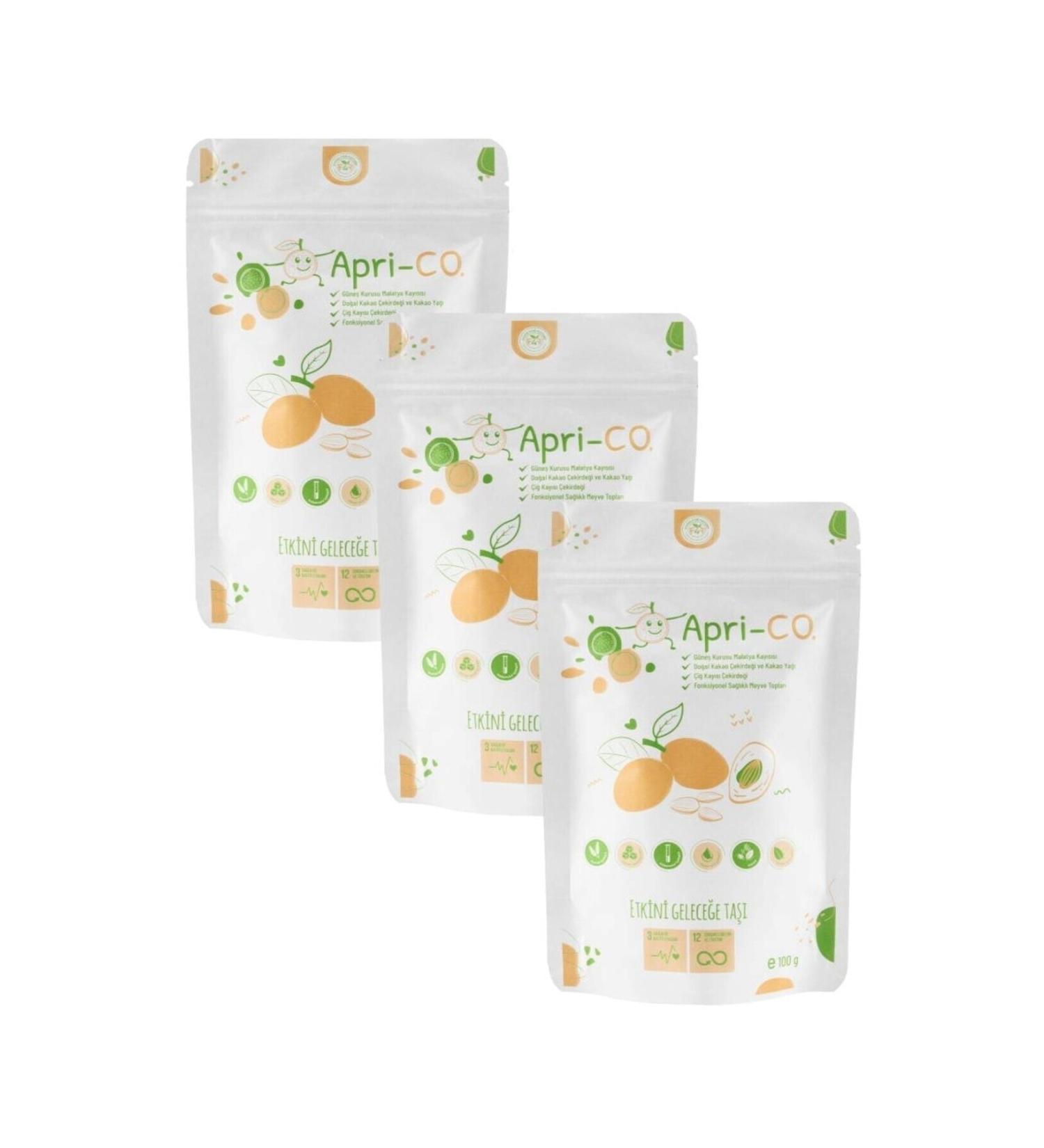Dark Brown Apricot and Apricot Kernel Pure Fruit Ball Healthy Snack 3x100 gr