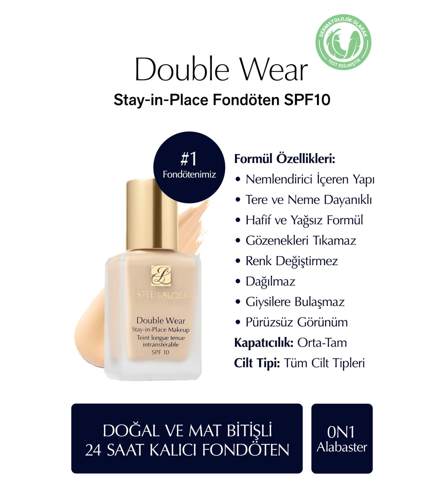 Estee Lauder DOUBLE WEAR STAY IN PLACE MAKEUP FOUNDATION 0N1 KEYON1504