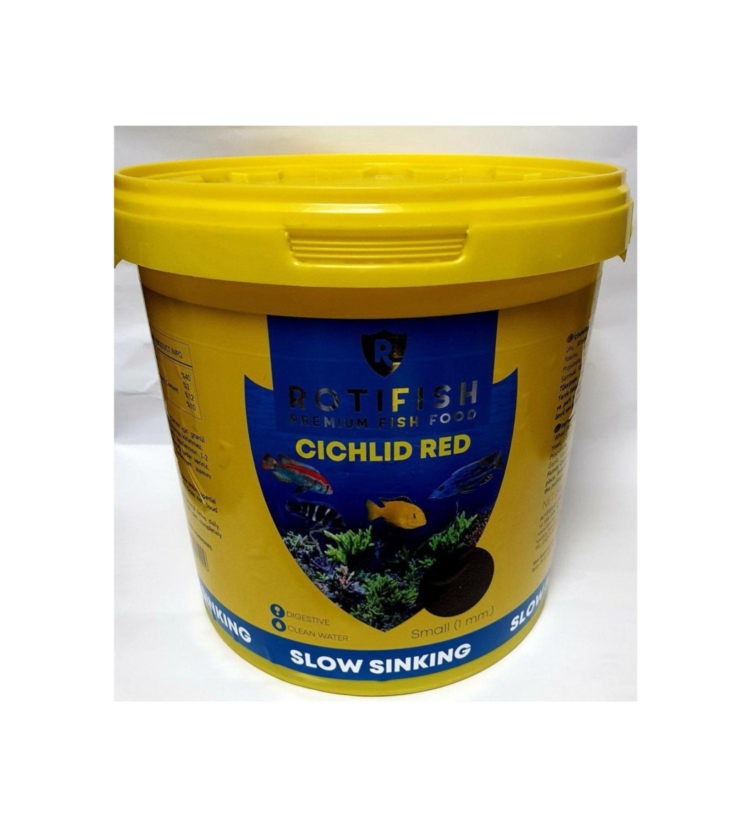 Rotifish Cichlid Red Medium Slow Sinking 2mm 5000 Gr Bucket