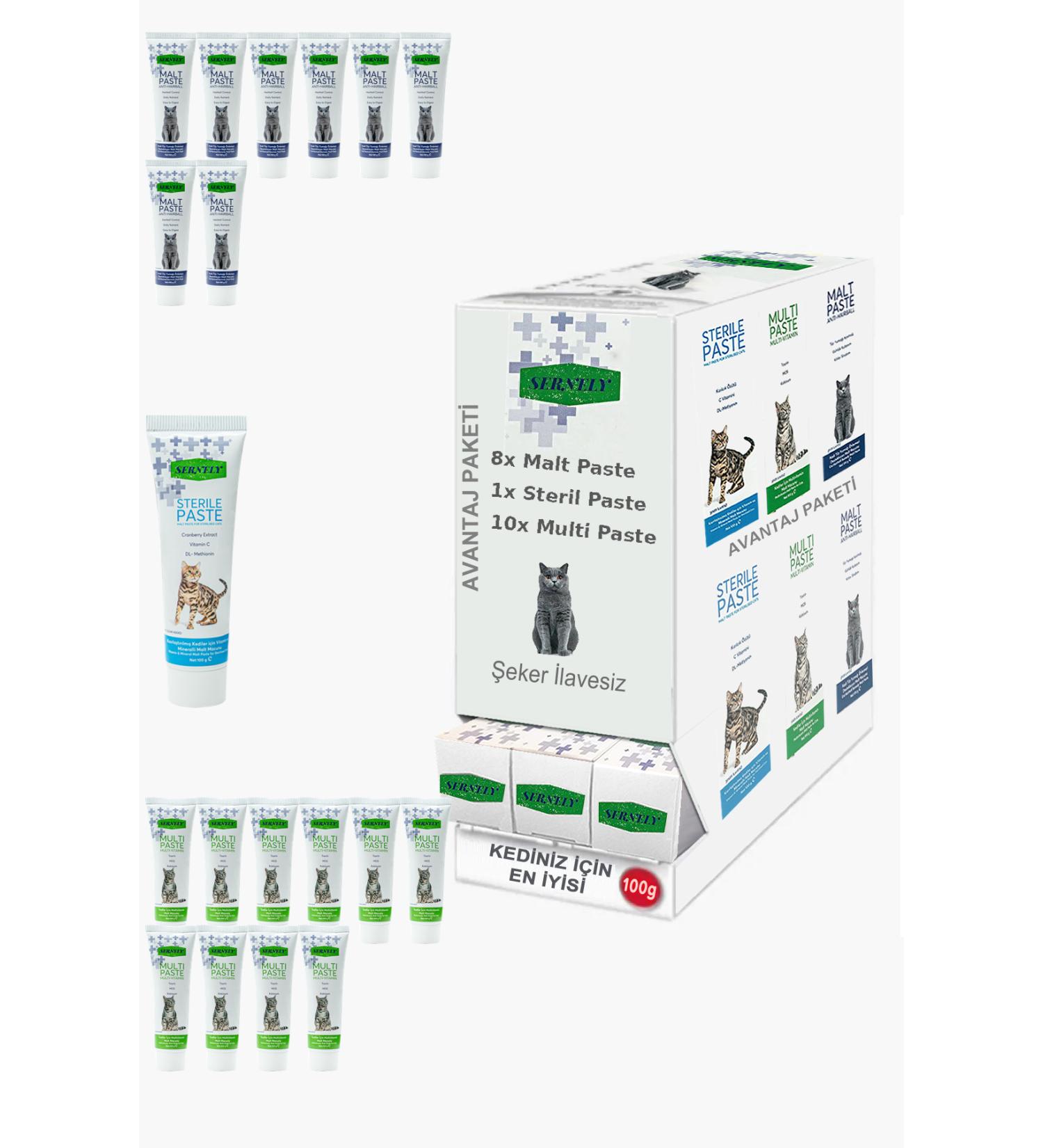 Sernely Cat Malt Advantageous Package (Sterile Paste 9x100gr Malt Paste 6x100gr Multi Paste 4x100gr)-1074