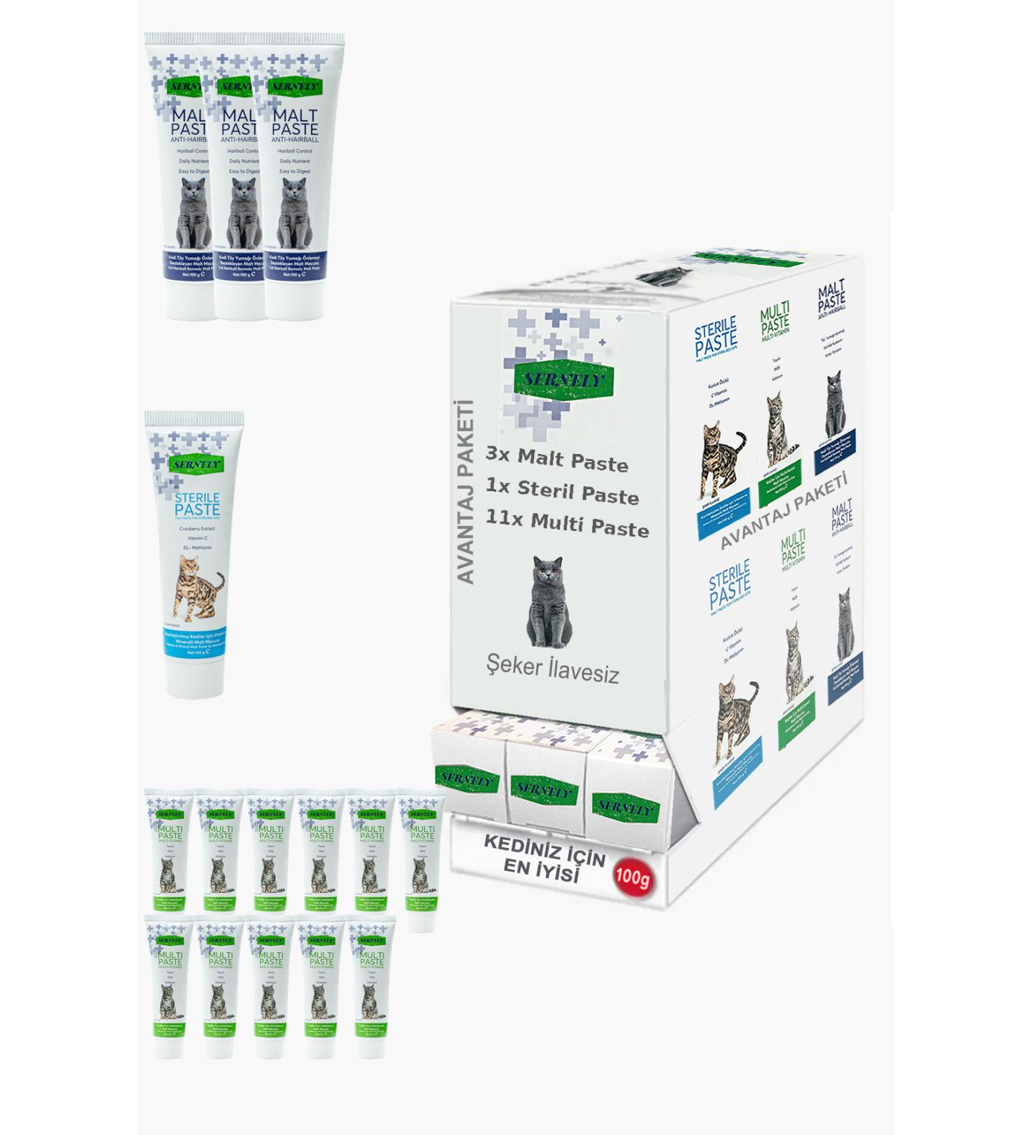 Sernely Cat Malt Advantageous Package (Multi Paste 11x100gr Malt Paste 10x100gr Sterile Paste 1x100gr)-707