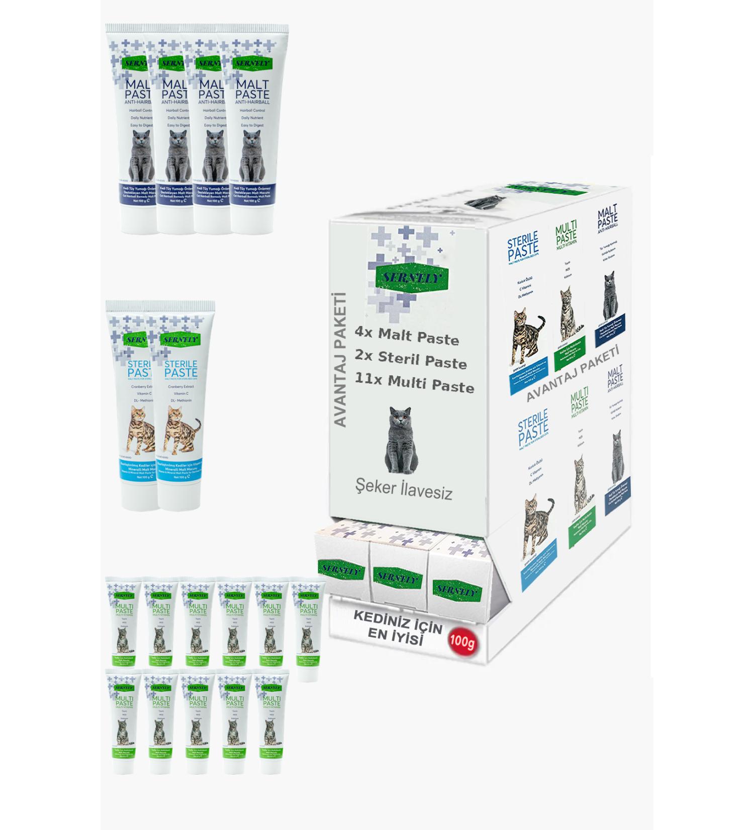 Sernely Cat Malt Advantageous Package (Multi Paste 11x100gr Malt Paste 4x100gr Sterile Paste 2x100gr)-637