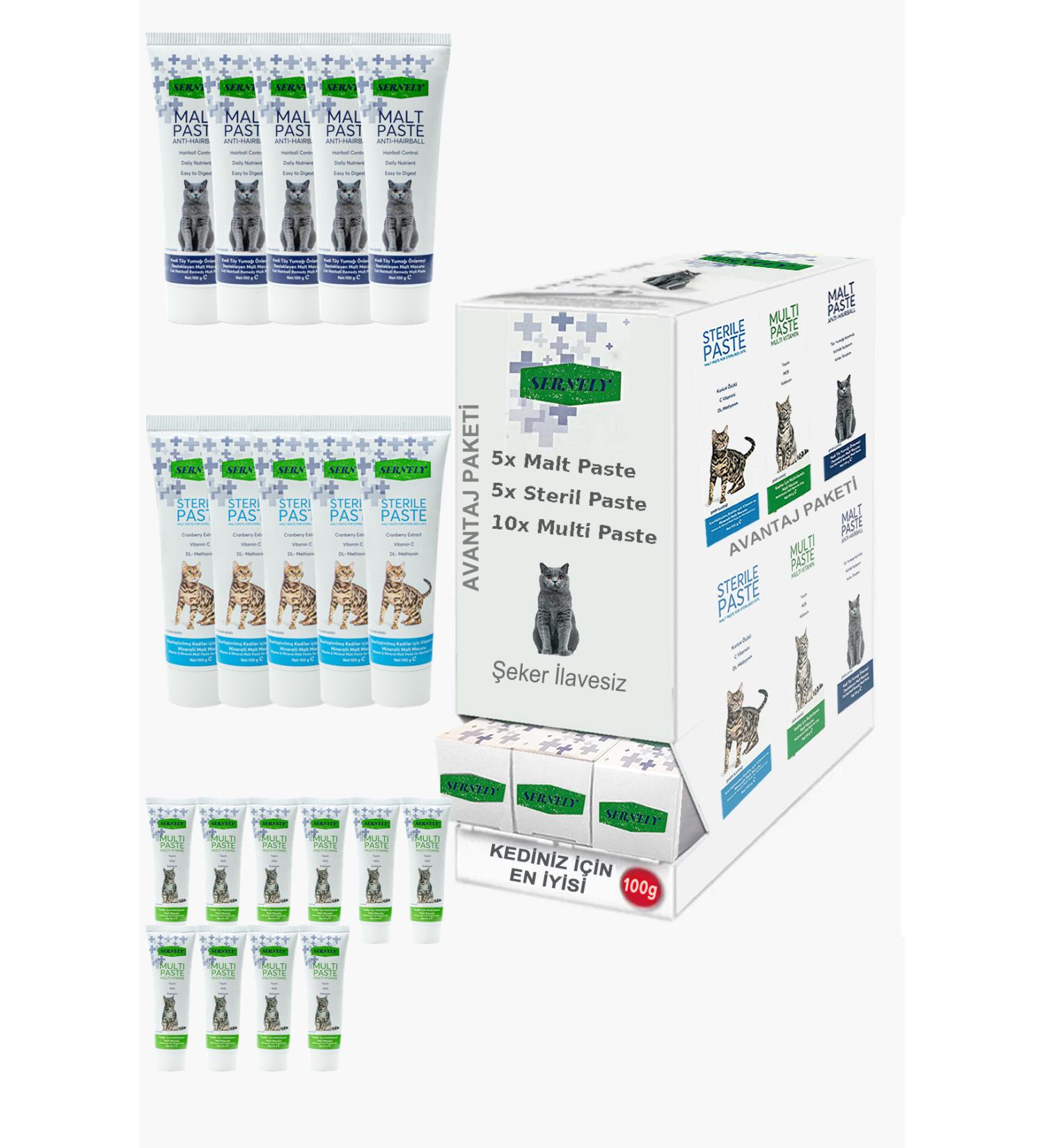 Sernely Cat Malt Advantageous Package (Multi Paste 10x100gr Sterile Paste 5x100gr Malt Paste 5x100gr)-795