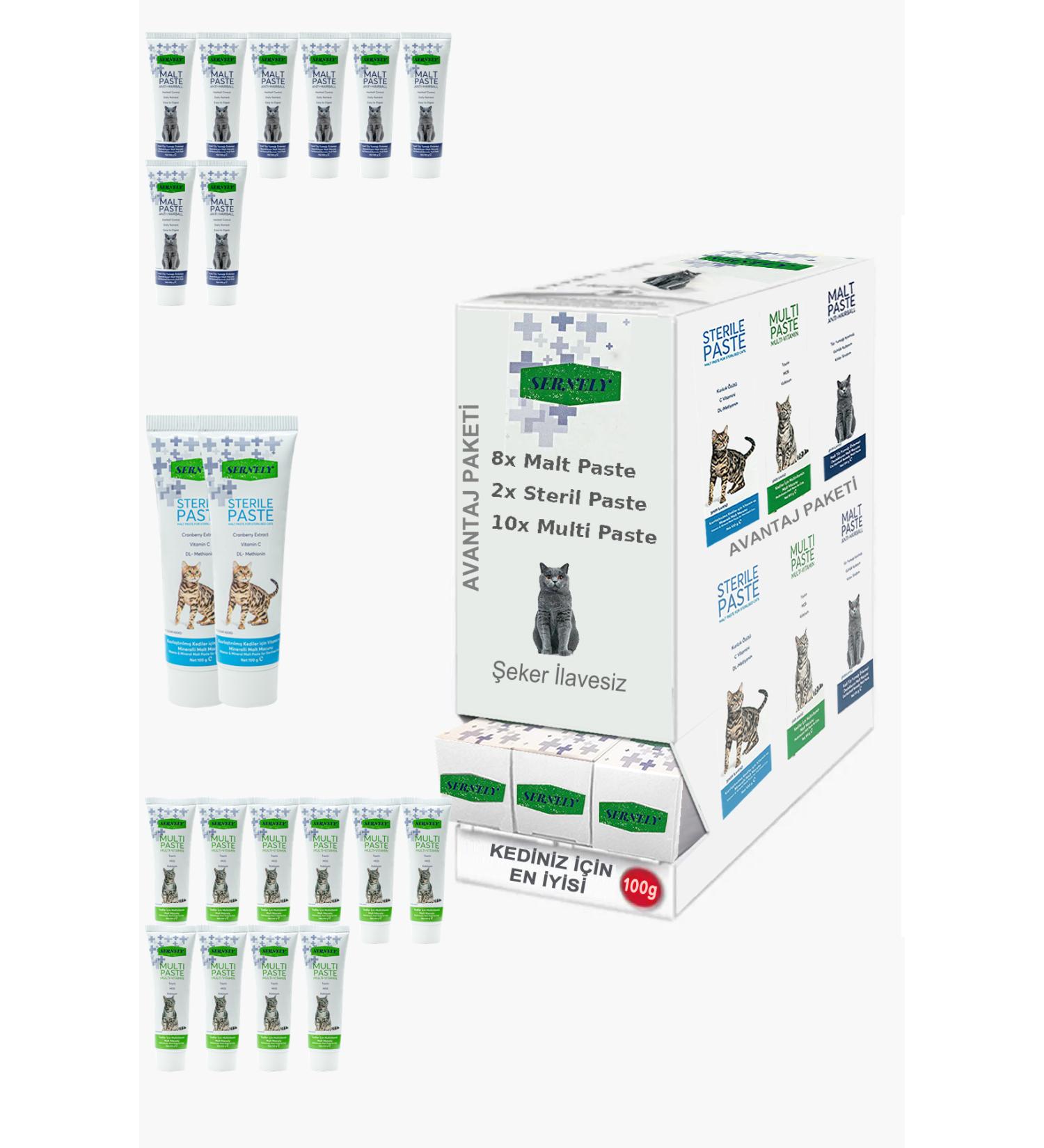 Sernely Cat Malt Advantageous Package (Multi Paste 10x100gr Malt Paste 8x100gr Sterile Paste 2x100gr)-926