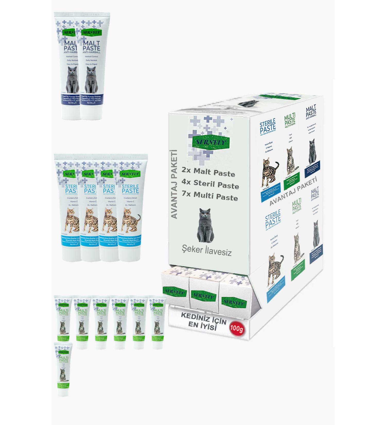 Sernely Cat Malt Advantageous Package (Multi Paste 7x100gr Sterile Paste 4x100gr Malt Paste 2x100gr)-1454