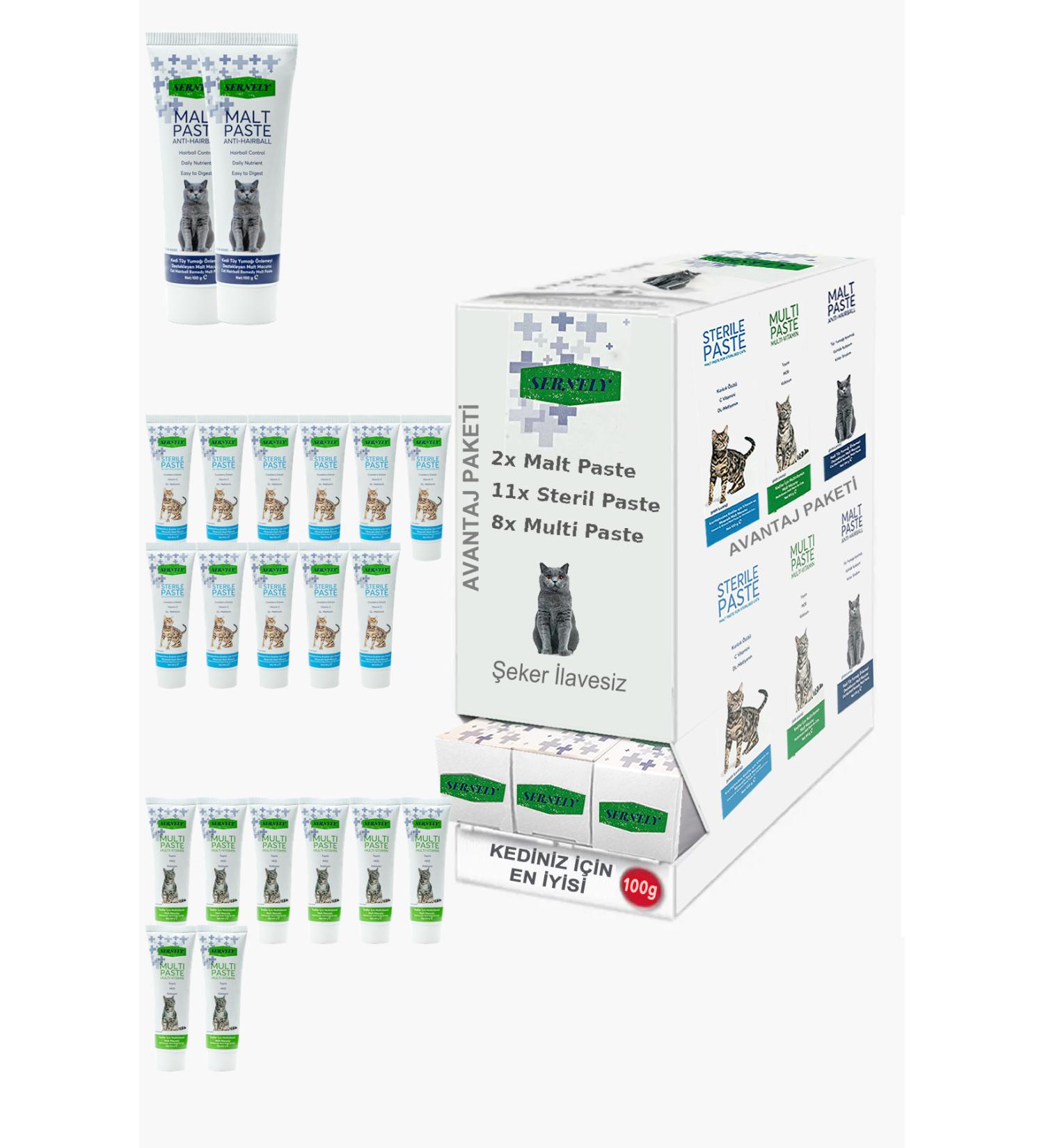 Sernely Cat Malt Advantageous Package (Sterile Paste 11x100gr Multi Paste 8x100gr Malt Paste 2x100gr)-621