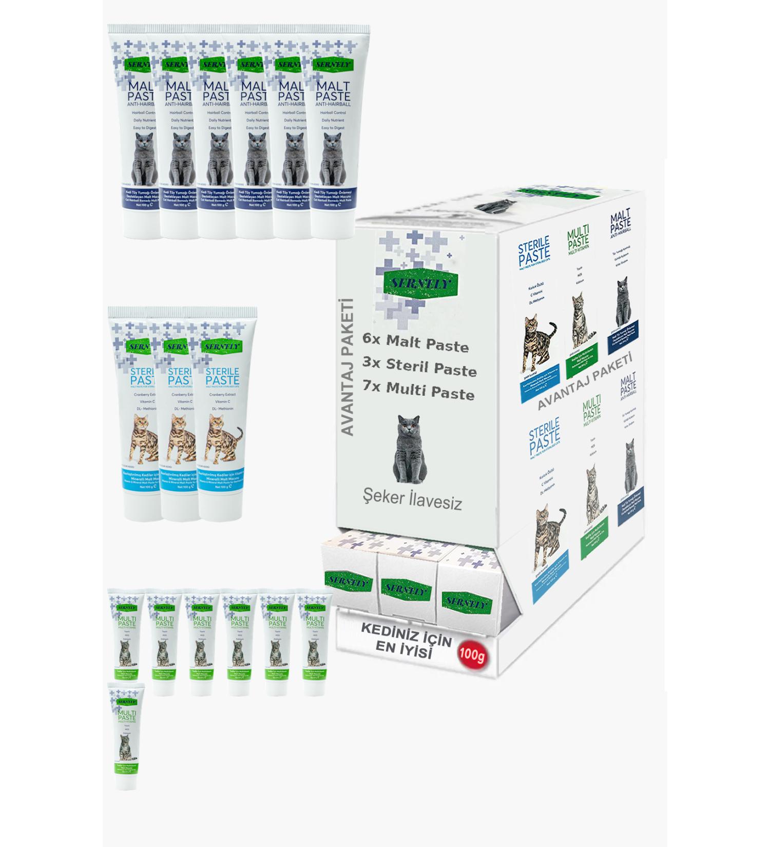Sernely Cat Malt Advantageous Package (Multi Paste 7x100gr Malt Paste 6x100gr Sterile Paste 3x100gr)-1437