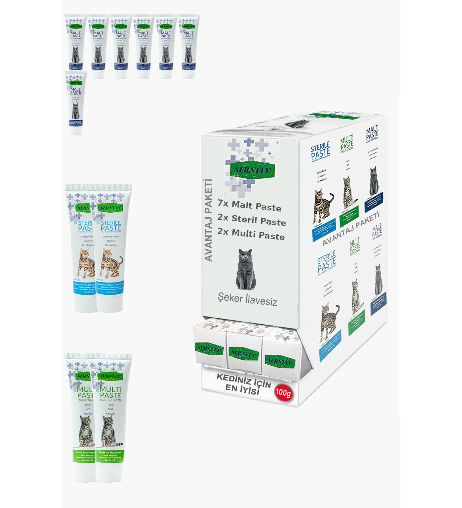 Sernely Cat Malt Advantageous Package (Malt Paste 7x100gr Sterile Paste 2x100gr Multi Paste 2x100gr)-1466