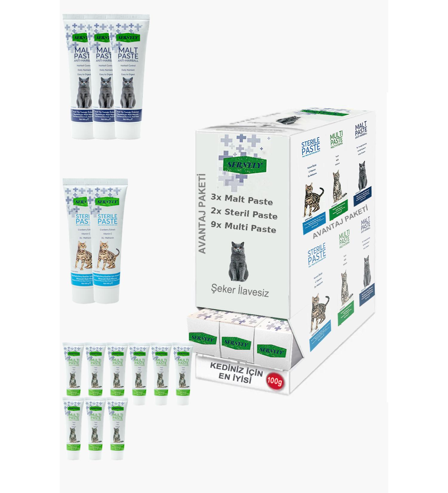 Sernely Cat Malt Advantageous Package (Multi Paste 9x100gr Malt Paste 3x100gr Sterile Paste 2x100gr)-1143