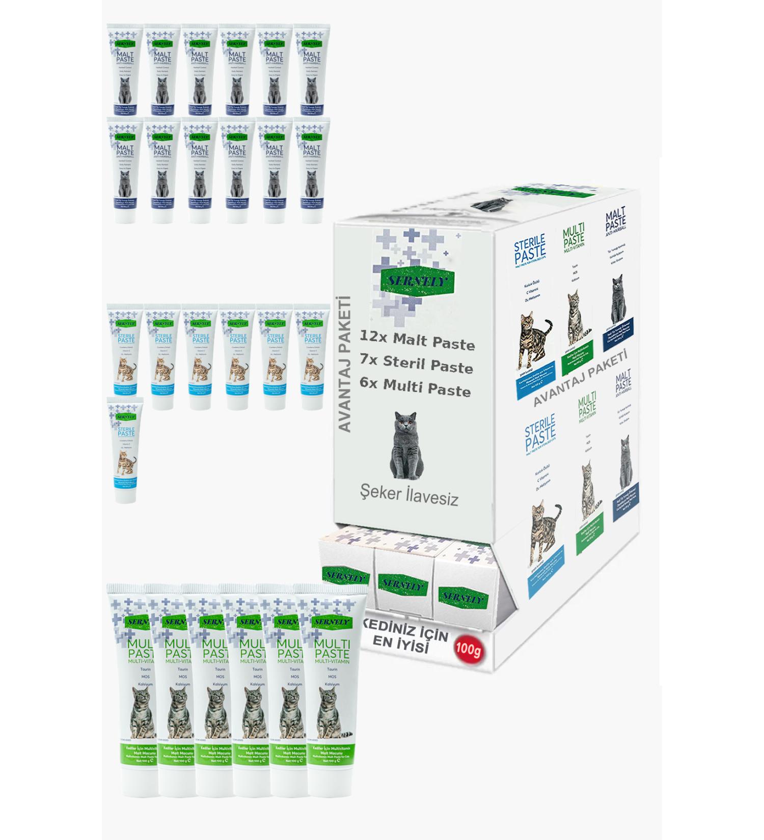 Sernely Cat Vitamin Advantage Package (Malt Paste 4x100gr Multi Paste 3x100gr Sterile Paste 2x100gr)-1682