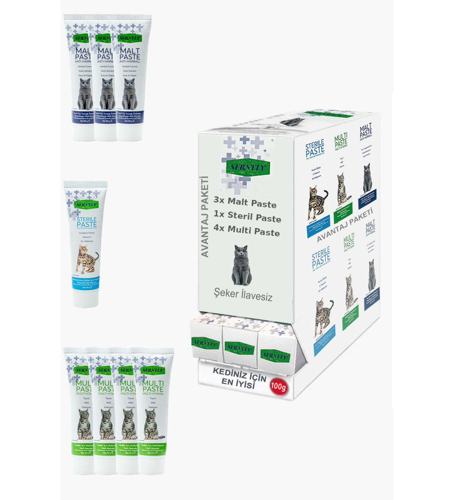Sernely Cat Vitamin Advantage Package (Sterile Paste 11x100gr Malt Paste 9x100gr Multi Paste 3x100gr)-594