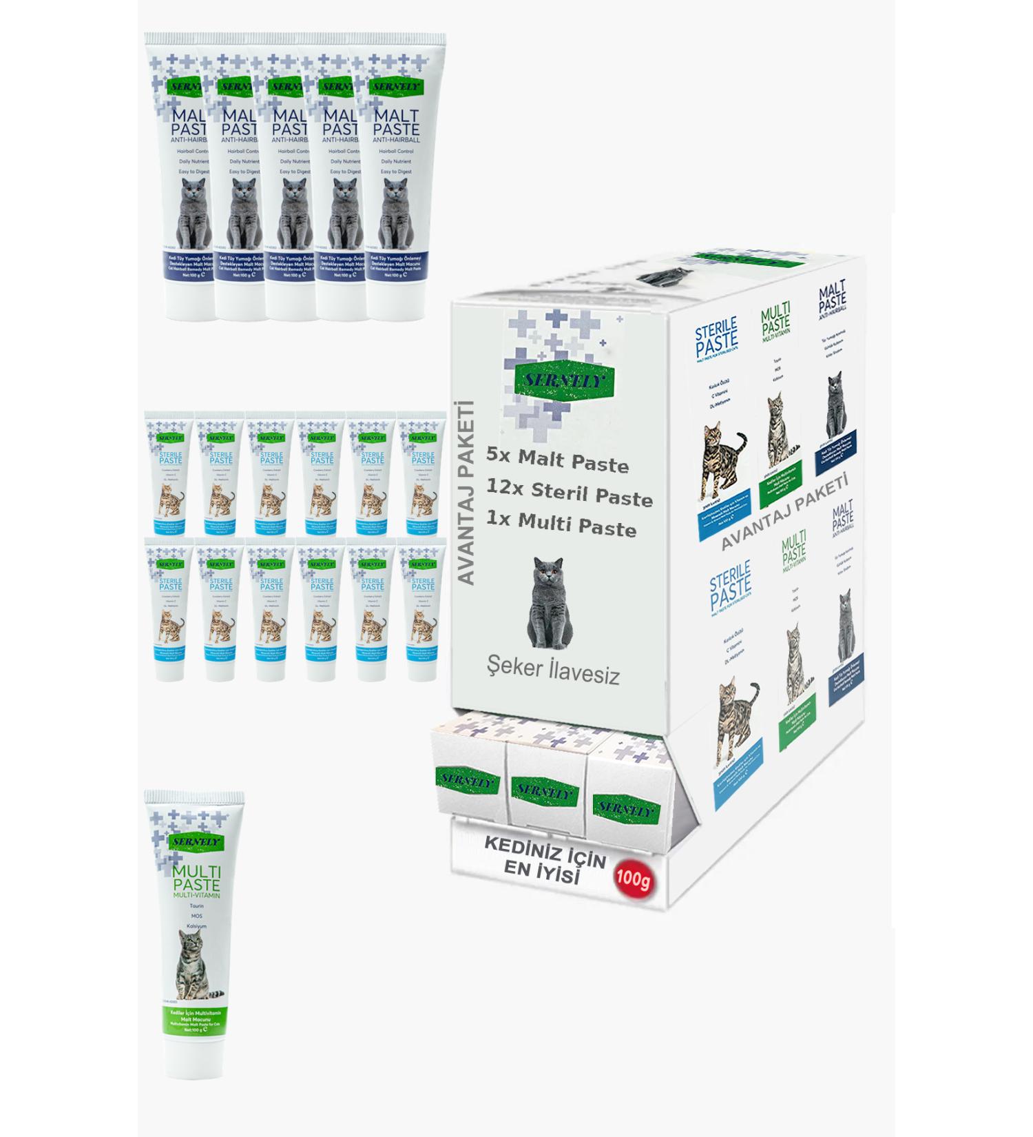 Sernely Cat Vitamin Advantage Package (Multi Paste 4x100gr Malt Paste 3x100gr Sterile Paste 1x100gr)-1694