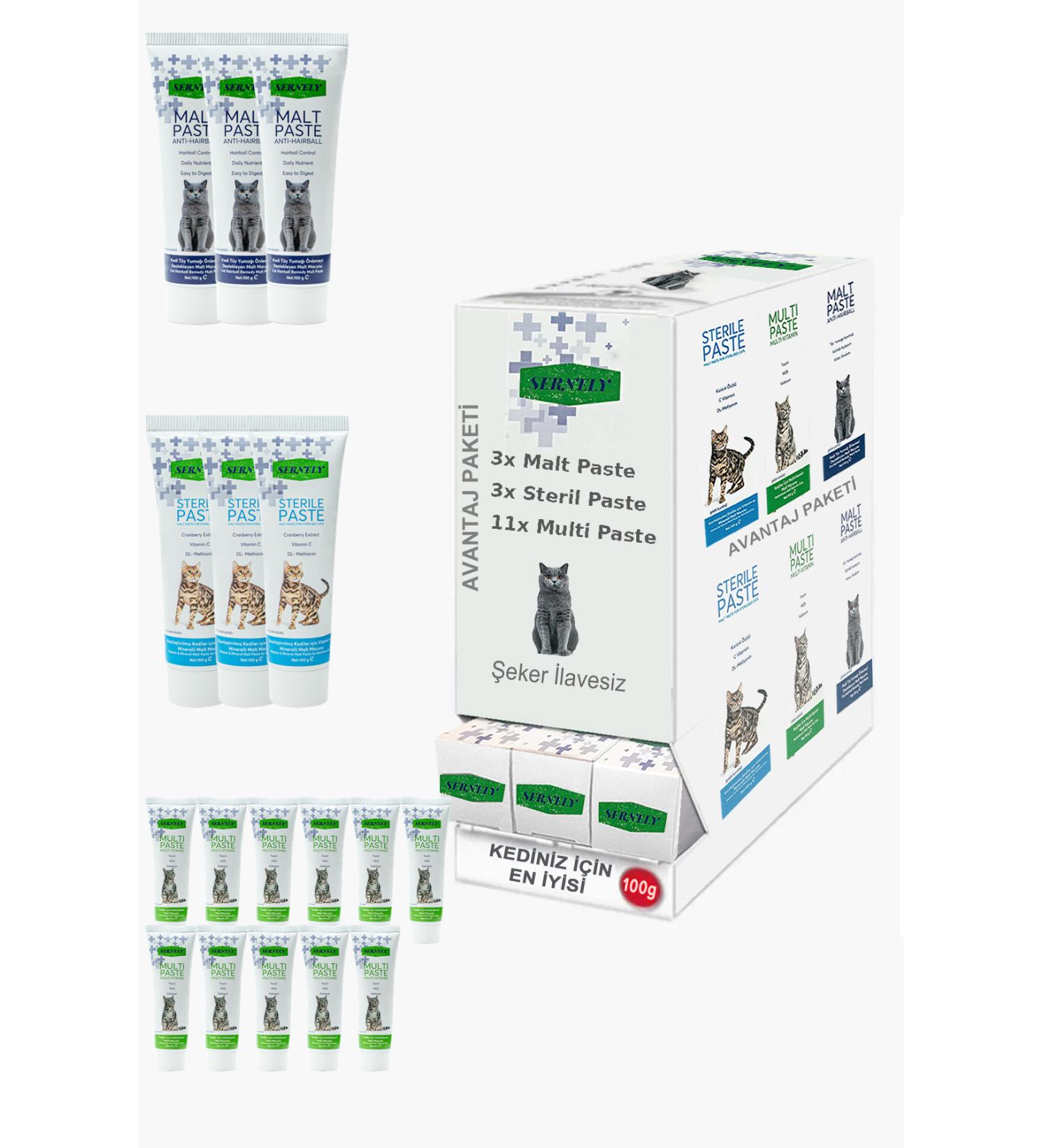 Sernely Cat Vitamin Advantage Package (Multi Paste 11x100gr Sterile Paste 3x100gr Malt Paste 3x100gr)-575