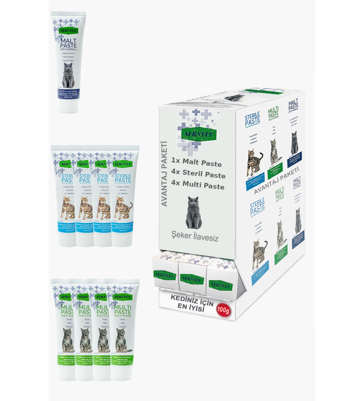Sernely Cat Vitamin Advantage Package (Multi Paste 6x100gr Sterile Paste 1x100gr Malt Paste 1x100gr)-1579