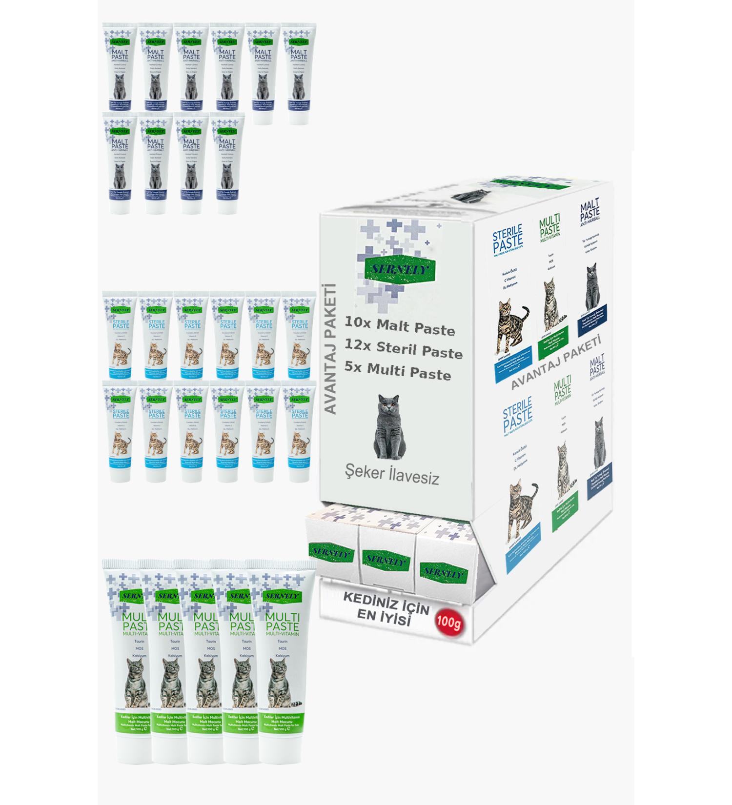 Sernely Cat Vitamin Advantage Package (Sterile Paste 6x100gr Multi Paste 6x100gr Malt Paste 2x100gr)-1558