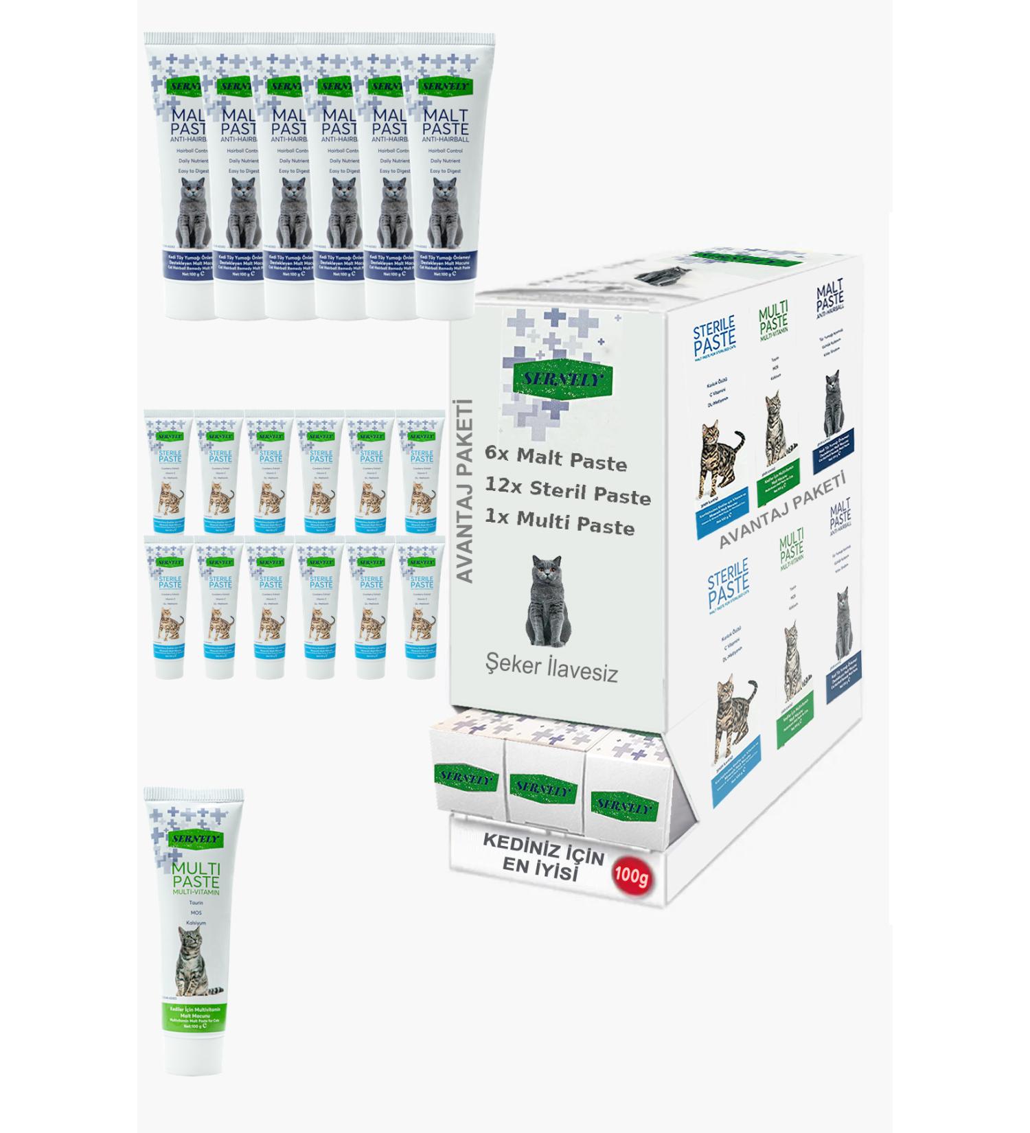 Sernely Cat Vitamin Advantage Package (Multi Paste 6x100gr Malt Paste 5x100gr Sterile Paste 3x100gr)-1542