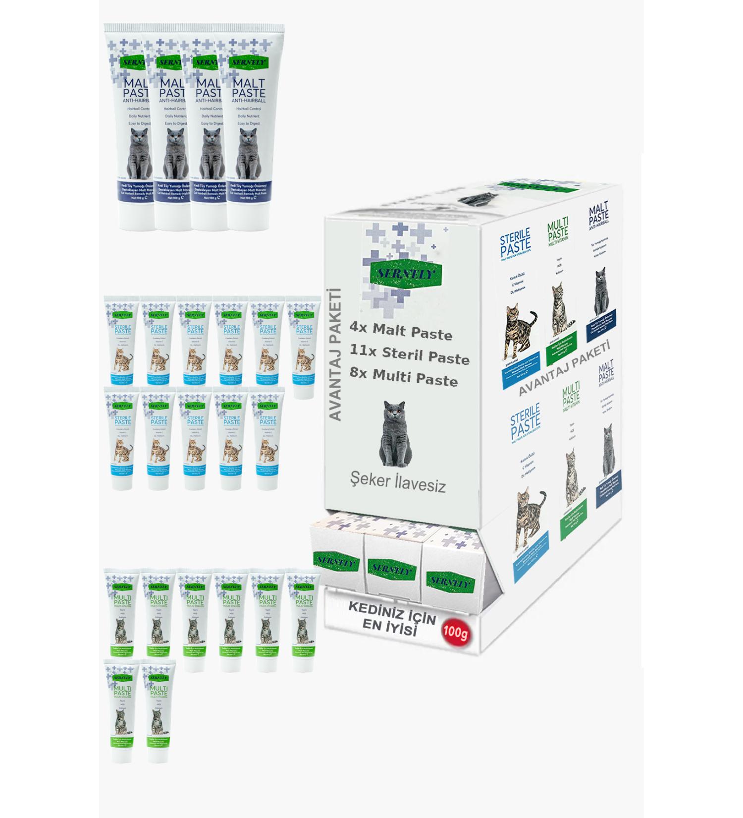 Sernely Cat Vitamin Advantage Package (Multi Paste 11x100gr Sterile Paste 5x100gr Malt Paste 4x100gr)-533