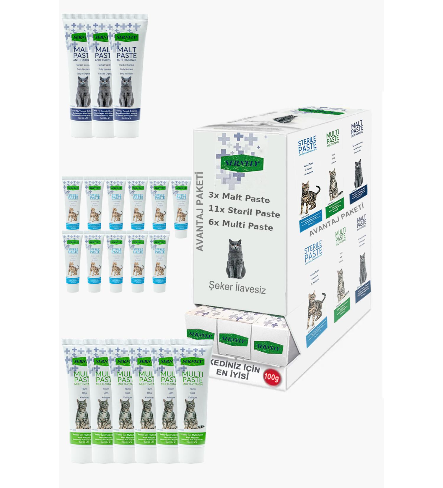 Sernely Cat Vitamin Advantage Package (Sterile Paste 6x100gr Malt Paste 3x100gr Multi Paste 1x100gr)-1587