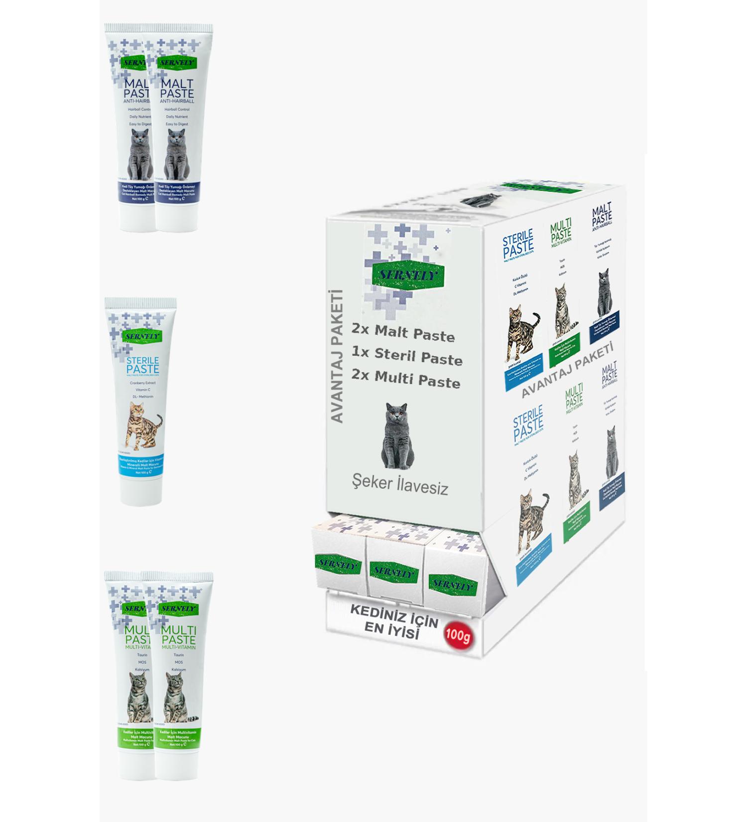 Sernely Cat Vitamin Advantage Package (Sterile Paste 2x100gr Malt Paste 2x100gr Multi Paste 1x100gr)-1726