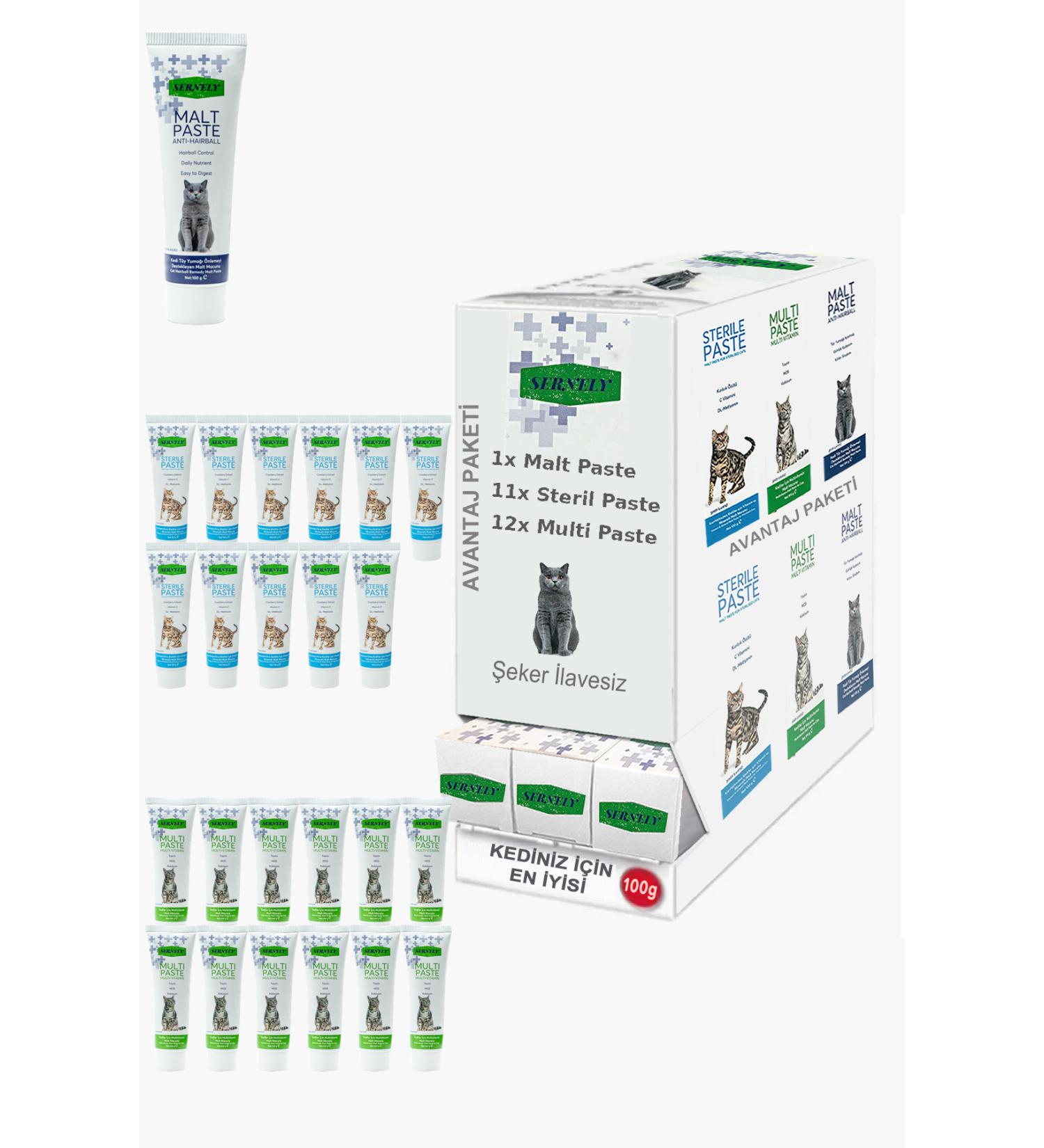 Sernely Cat Vitamin Advantage Package (Sterile Paste 5x100gr Multi Paste 4x100gr Malt Paste 4x100gr)-1605