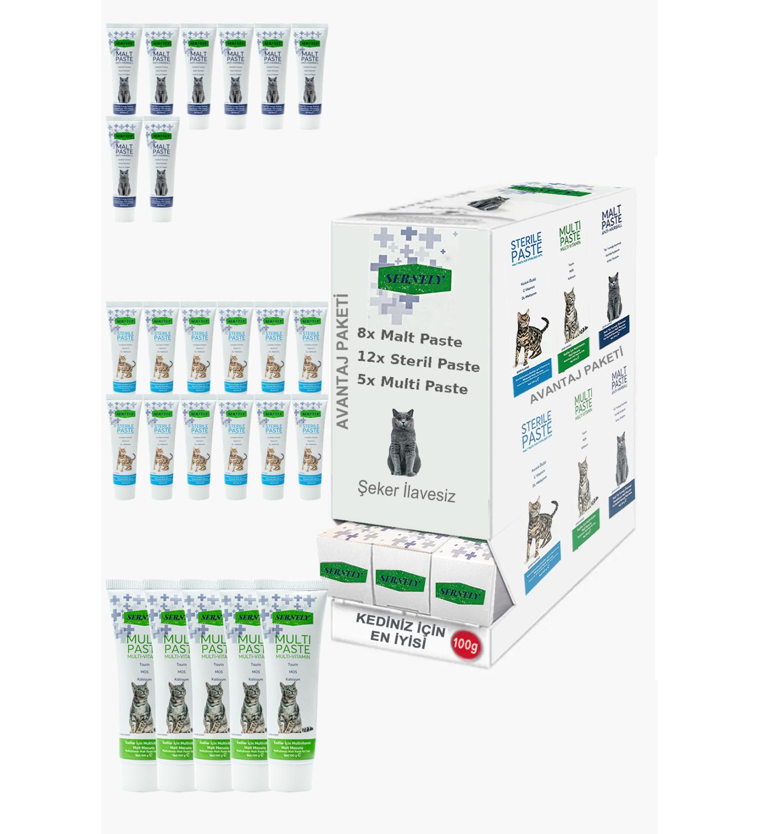 Sernely Cat Vitamin Advantage Package (Multi Paste 4x100gr Malt Paste 2x100gr Sterile Paste 1x100gr)-1692
