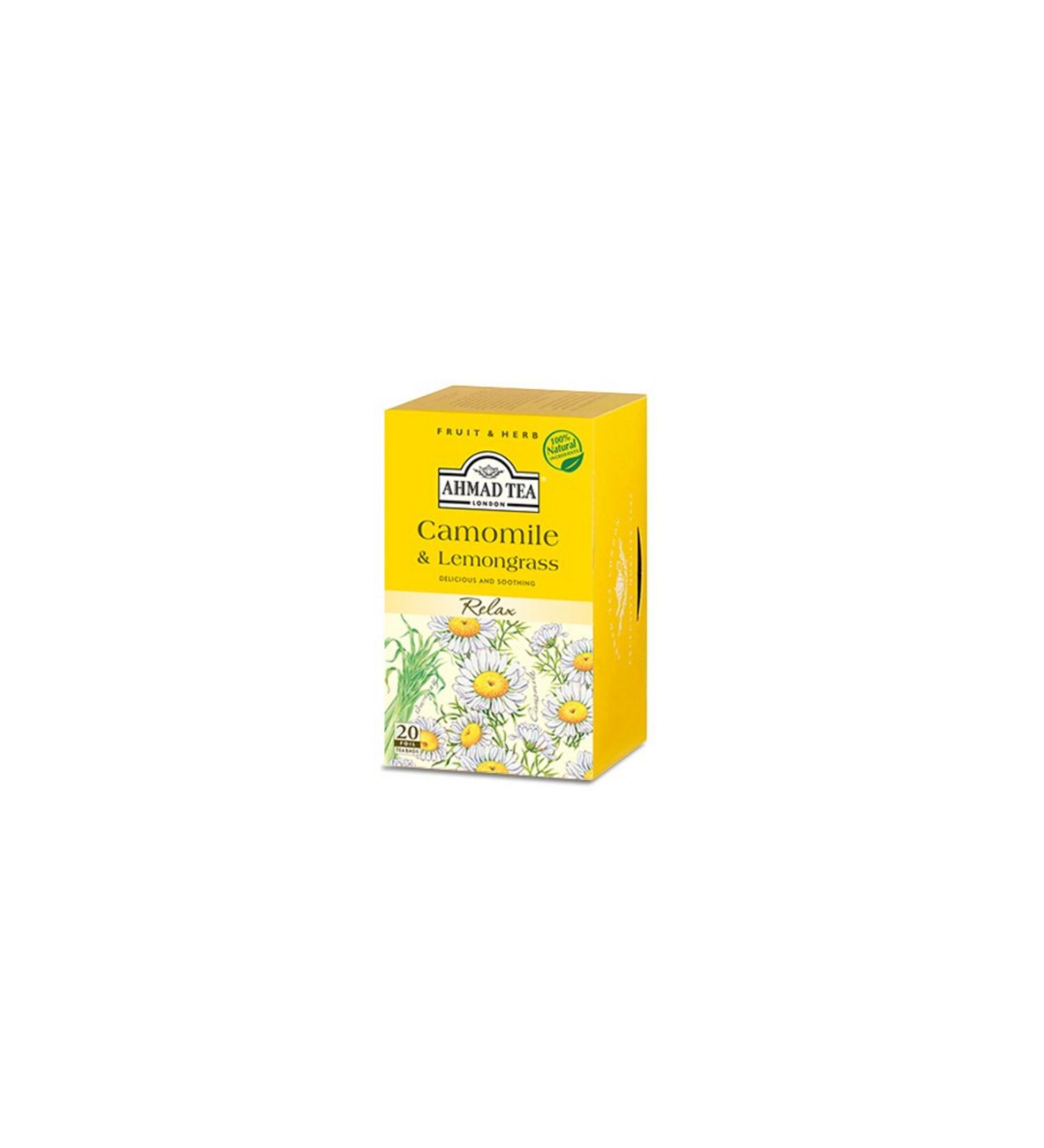 Ahmad Tea Relaxing Chamomile Tea and Lemon Grass 20 Pieces 4 Packs (20x4 80 pieces) Camomile Tea
