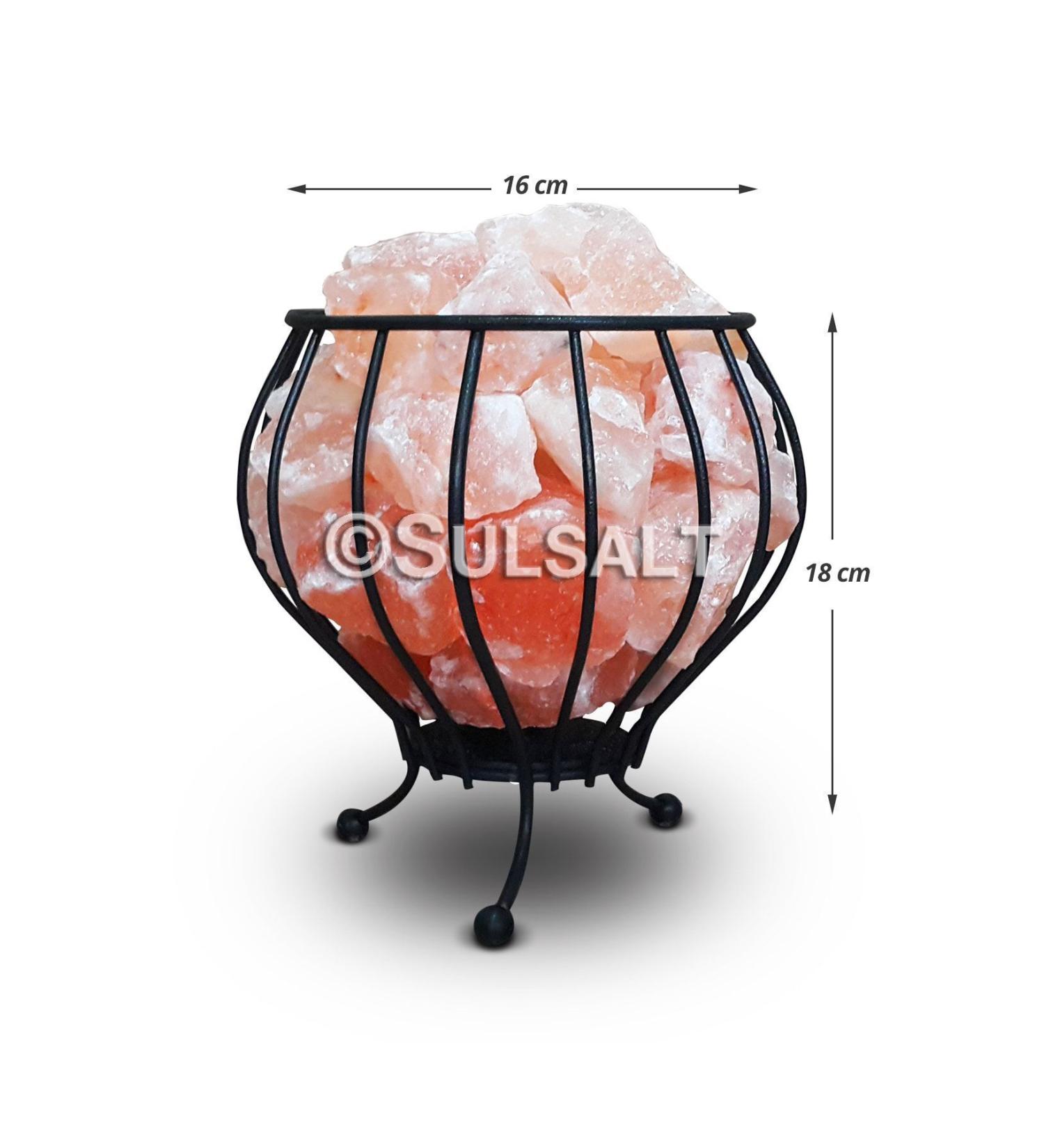 SULSALT Wrought Iron Basket Himalayan Salt Lamp | Pink Himalayan Rock Salt Lamp 3-3.5 Kg - Buy Online on GoSupps.com