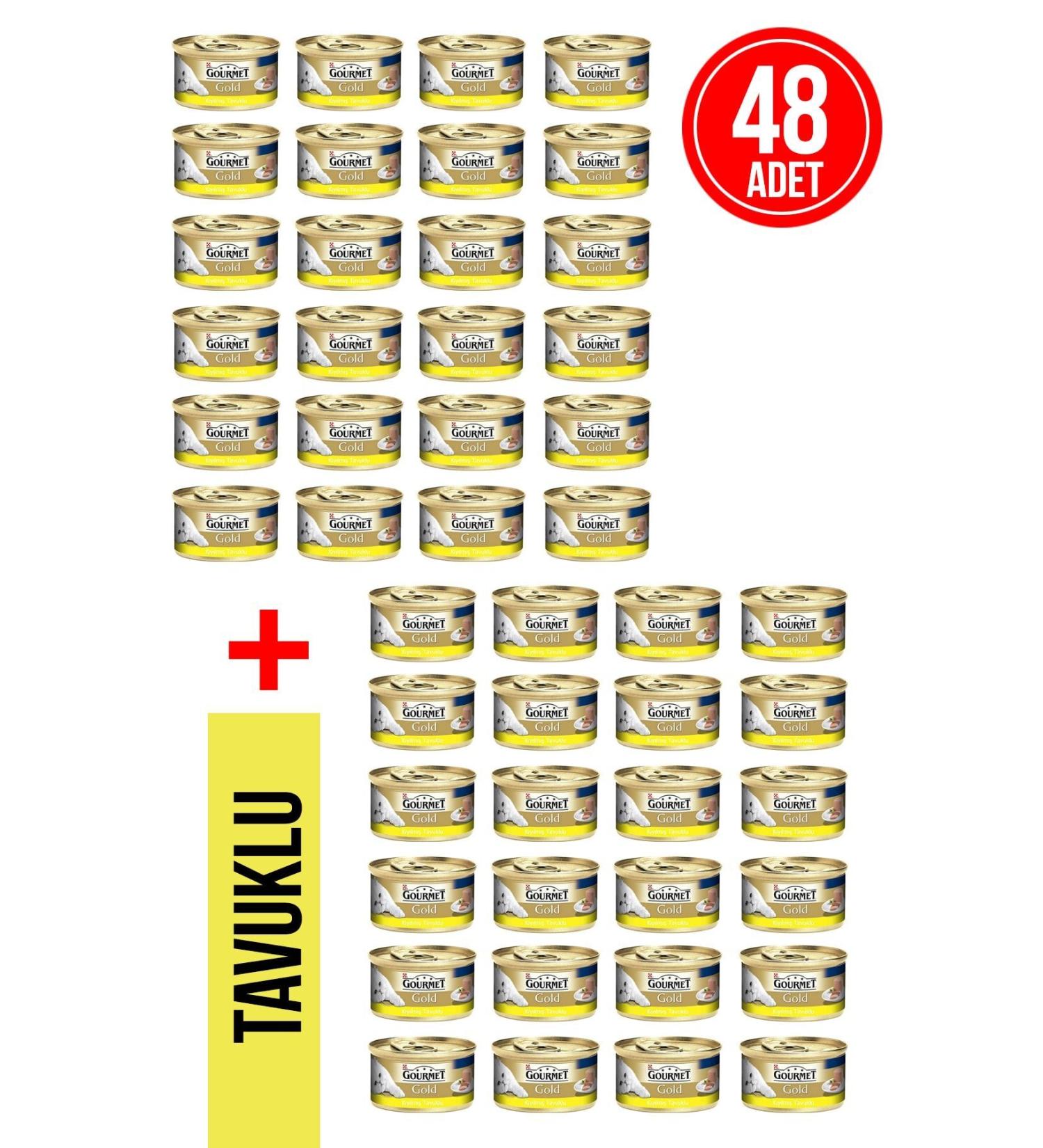 Gourmet Minced Premium Chicken Adult Cat Canned Food 85 Gr X 48 Pieces Economic Package