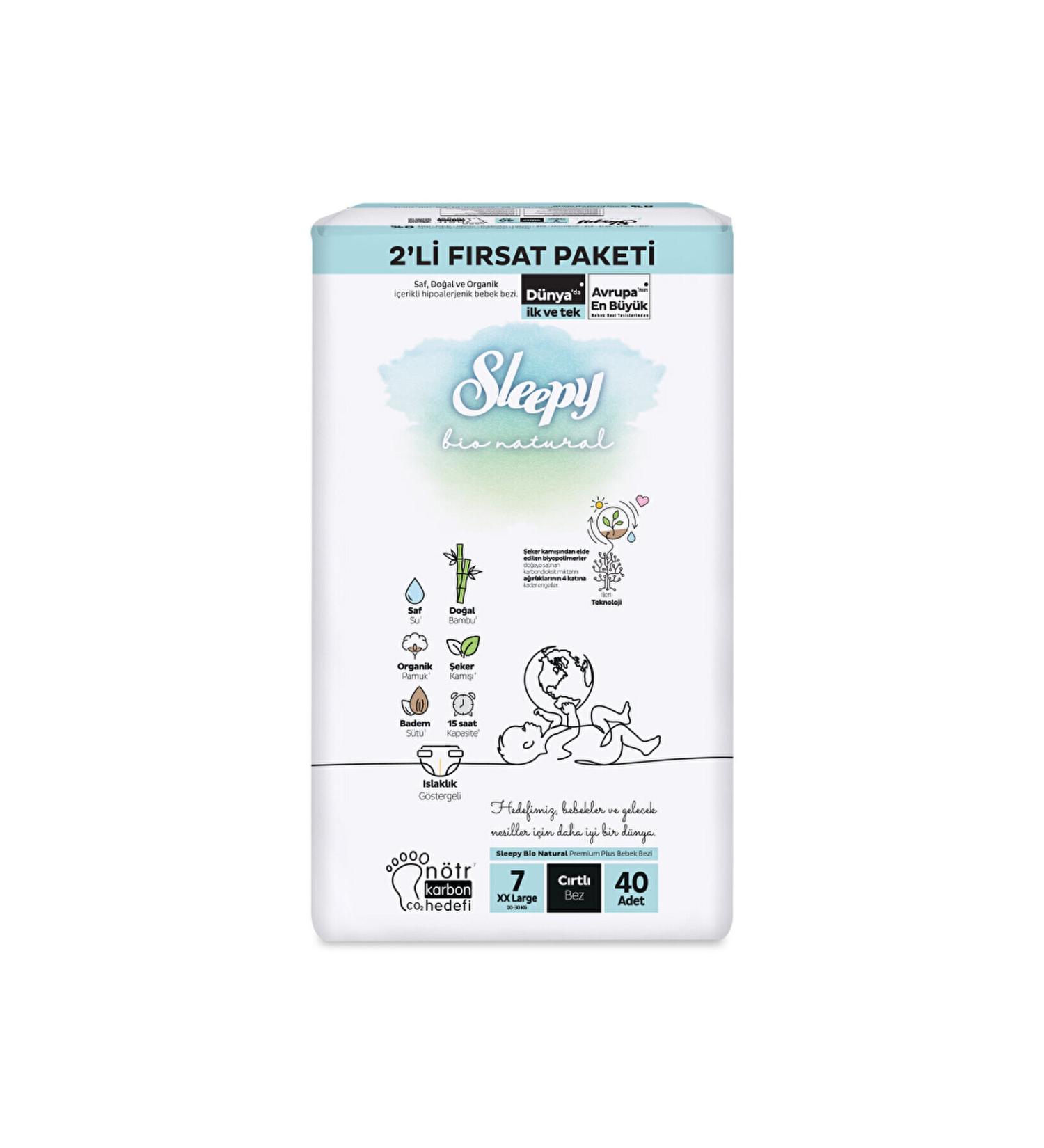 Sleepy Bio Natural 2 Pack 7 XXL Size Diaper 40 pcs
