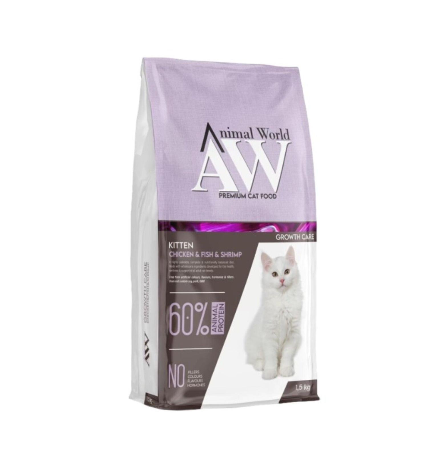 Animal World Kitten Chicken Fish Kitten Cat Food 1.5 Kg