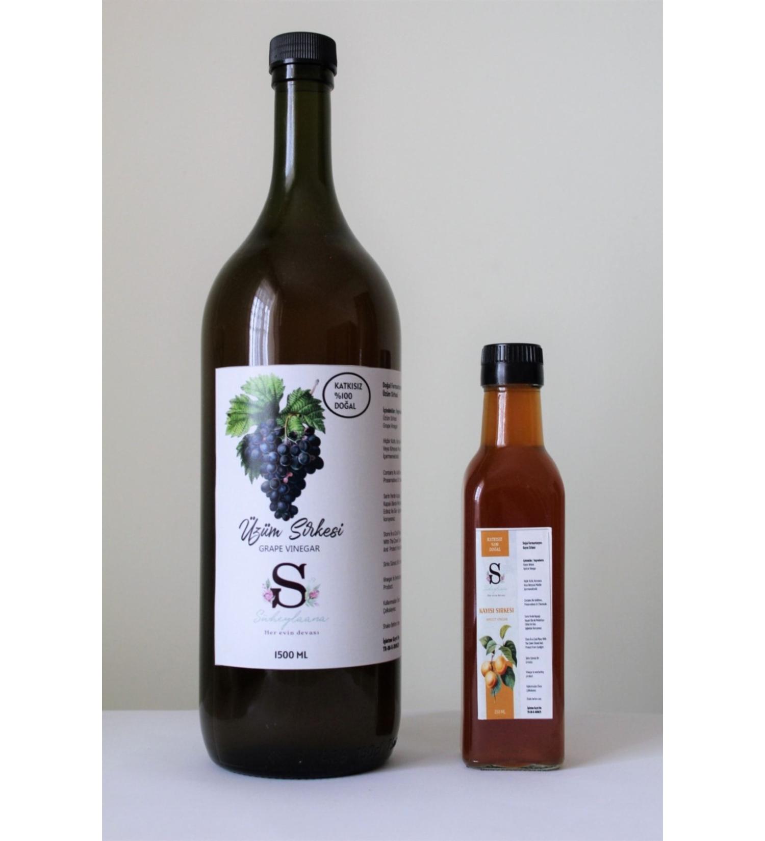 Suheylaana Natural Grape Vinegar 1500 Ml - Natural Apricot Vinegar 250 Ml