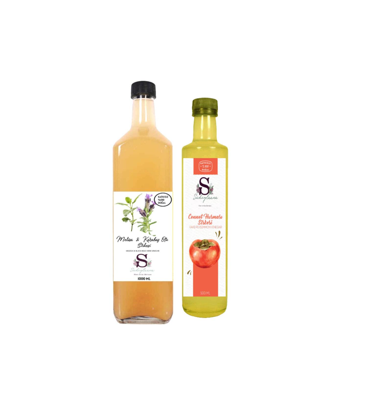 Suheylaana Natural Melissa & Black Pepper Vinegar 1000 ml and Persimmon Vinegar 500 ml