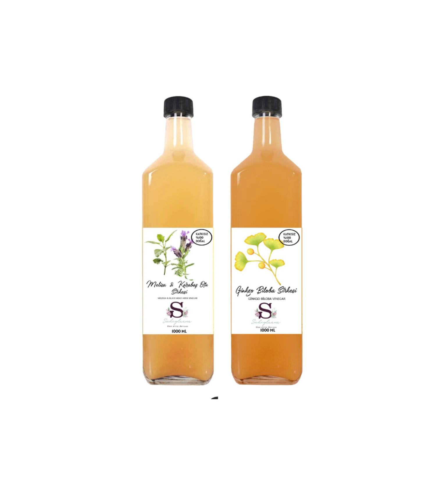 Suheylaana Natural Melissa & Black Pepper Vinegar 1000 ml and Ginkgo Biloba Vinegar 1000 ml