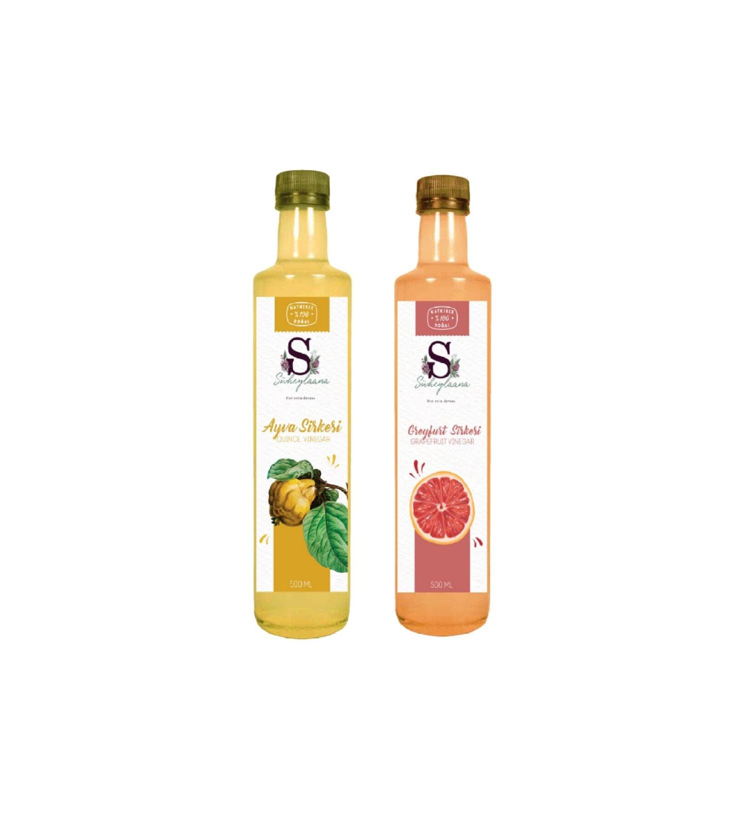 S heylaana Natural Quince Vinegar 500 Ml - Natural Grapefruit Vinegar 500 Ml