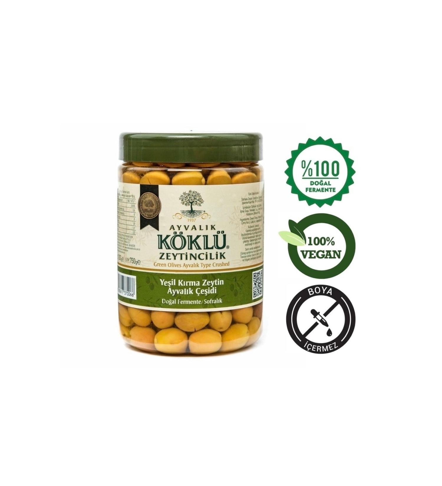 Ayval k Green Cracked Olives 1000cc (LITTLE SALTY) New Season