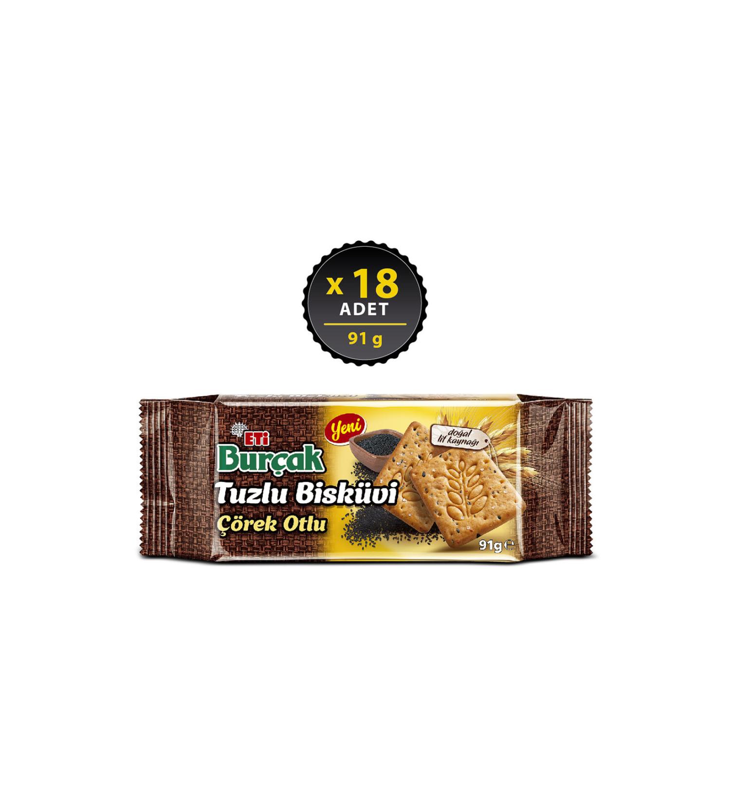 Eti Bur ak Black Herb Salted Biscuits 91 g x 18 Pieces - Buy Online on GoSupps.com