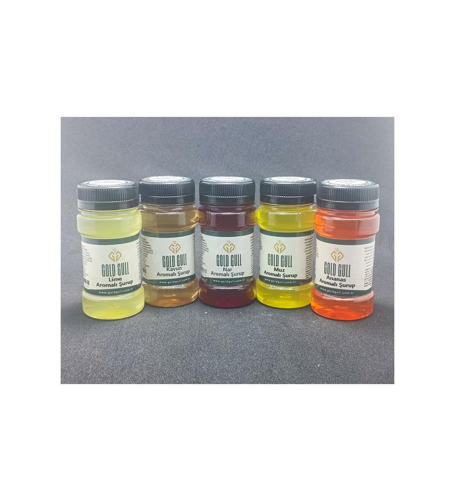 gold gull Lime Melon Banana Pomegranate & Pineapple Flavored Coffee & Fruit Syrups 5 X 80 Ml.