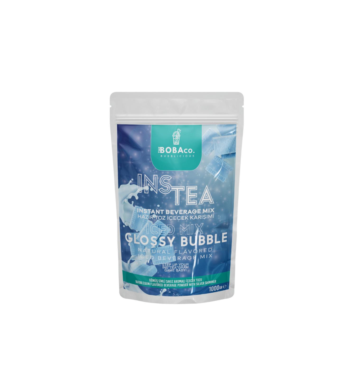 TheBobaCo. Bubblicious Instea Glossy Bubble - Silver Dust and Bubblegum Flavored Iced Tea Mix