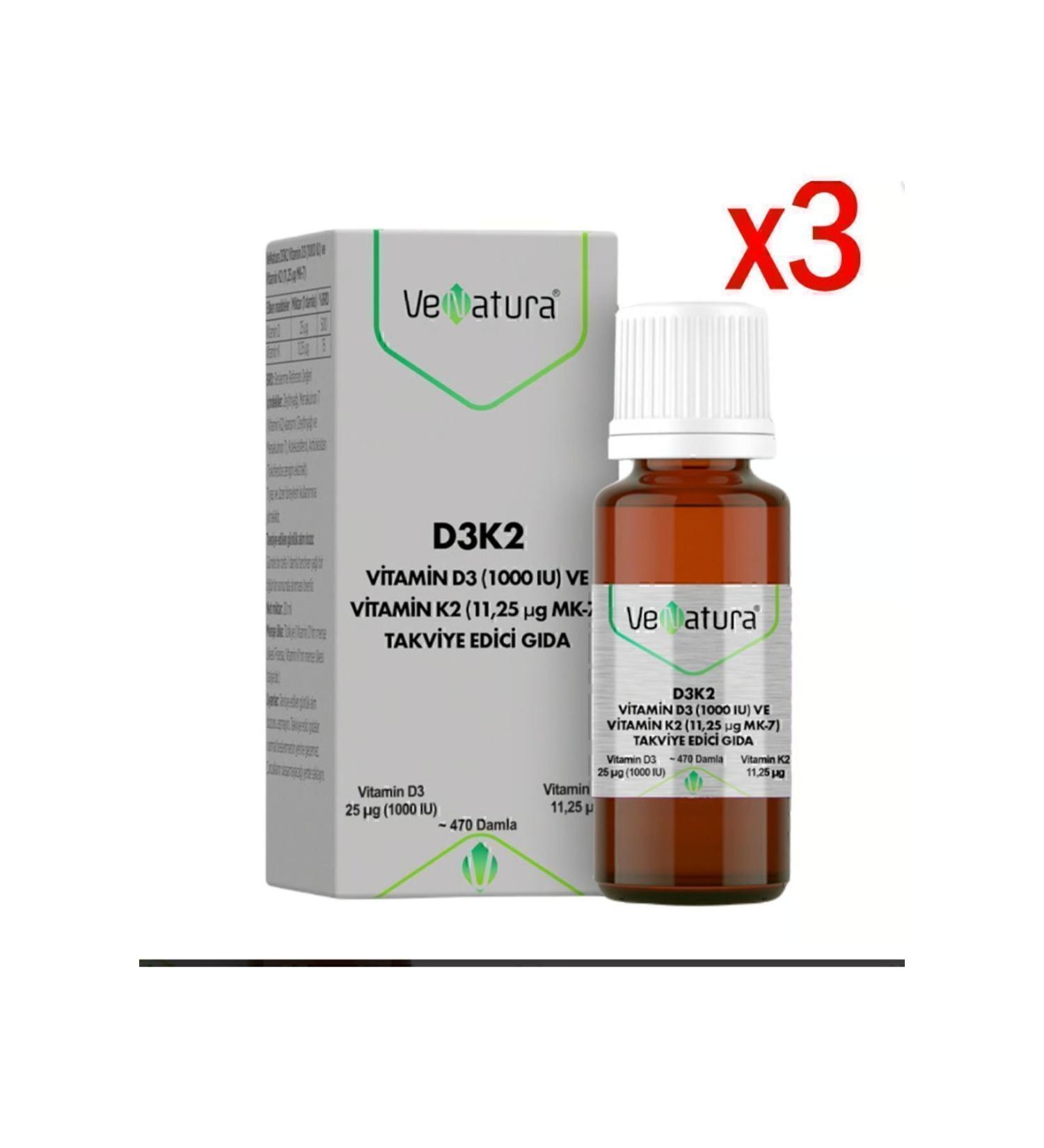 Venatura D3k2 Vitamin D3 1000 Iu 20 ml 3 Pieces