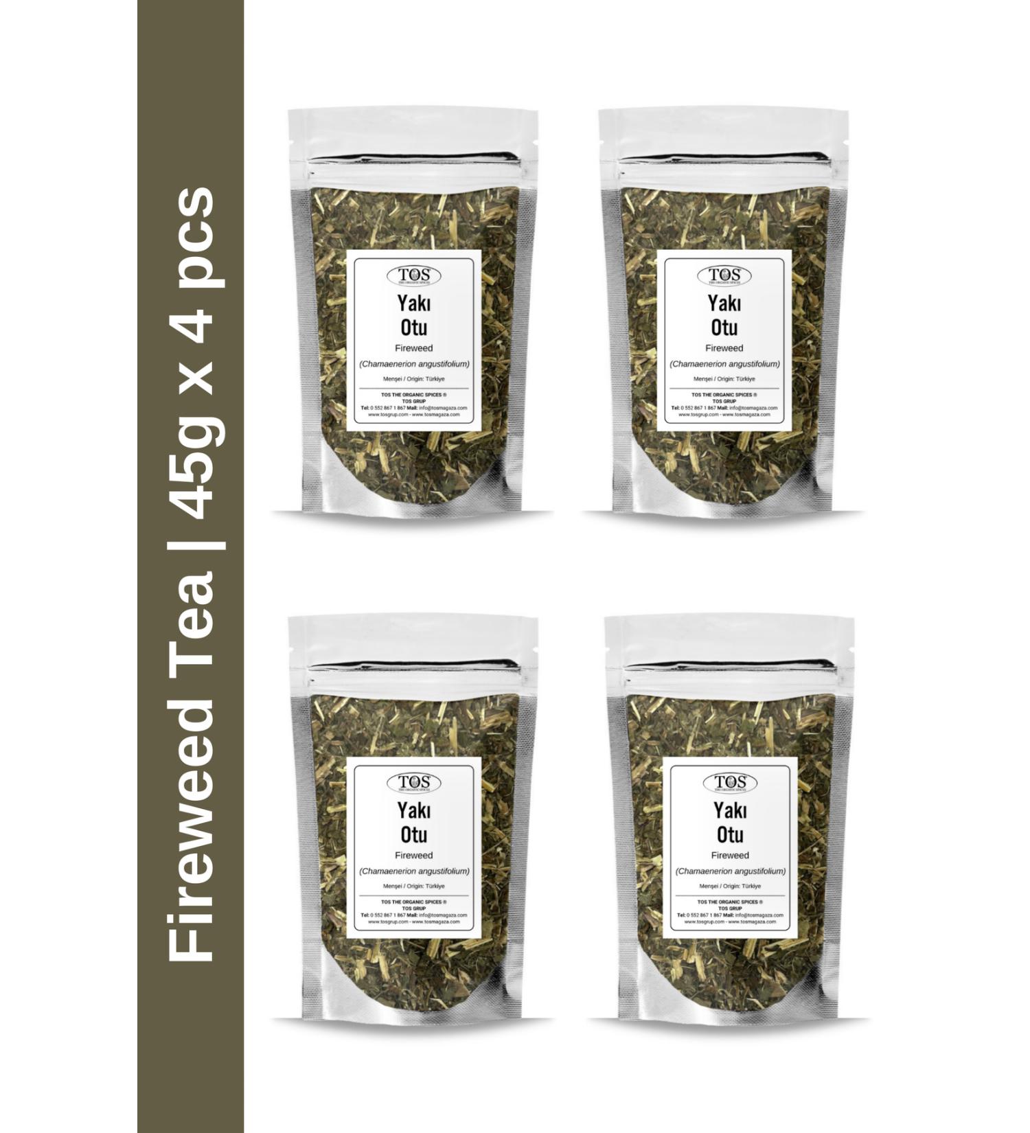 TOS The Organic Spices Fireweed Tea 45 gr x 4 Pieces | Fireweed Tea | Chamaenerion angustifolium | Advantageous Set