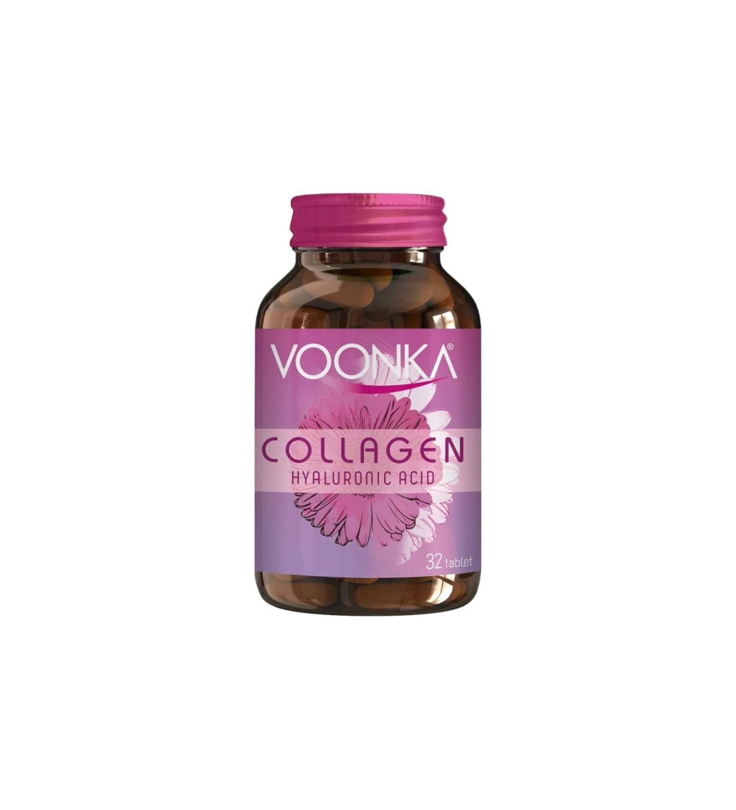 Voonka Beauty Collagen+Hyaluronic Acid Food Supplement Containing Hydrolyzed Collagen and Hyaluronic Acid 32pcs