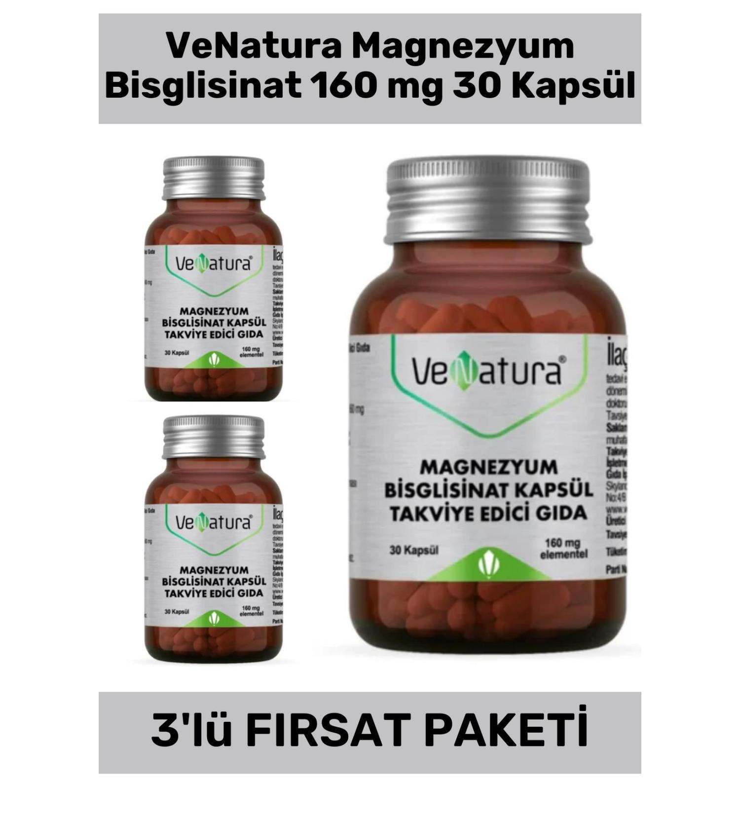 Venatura Magnesium Bisglycinate 160 mg 30 Capsules - 3 Pieces