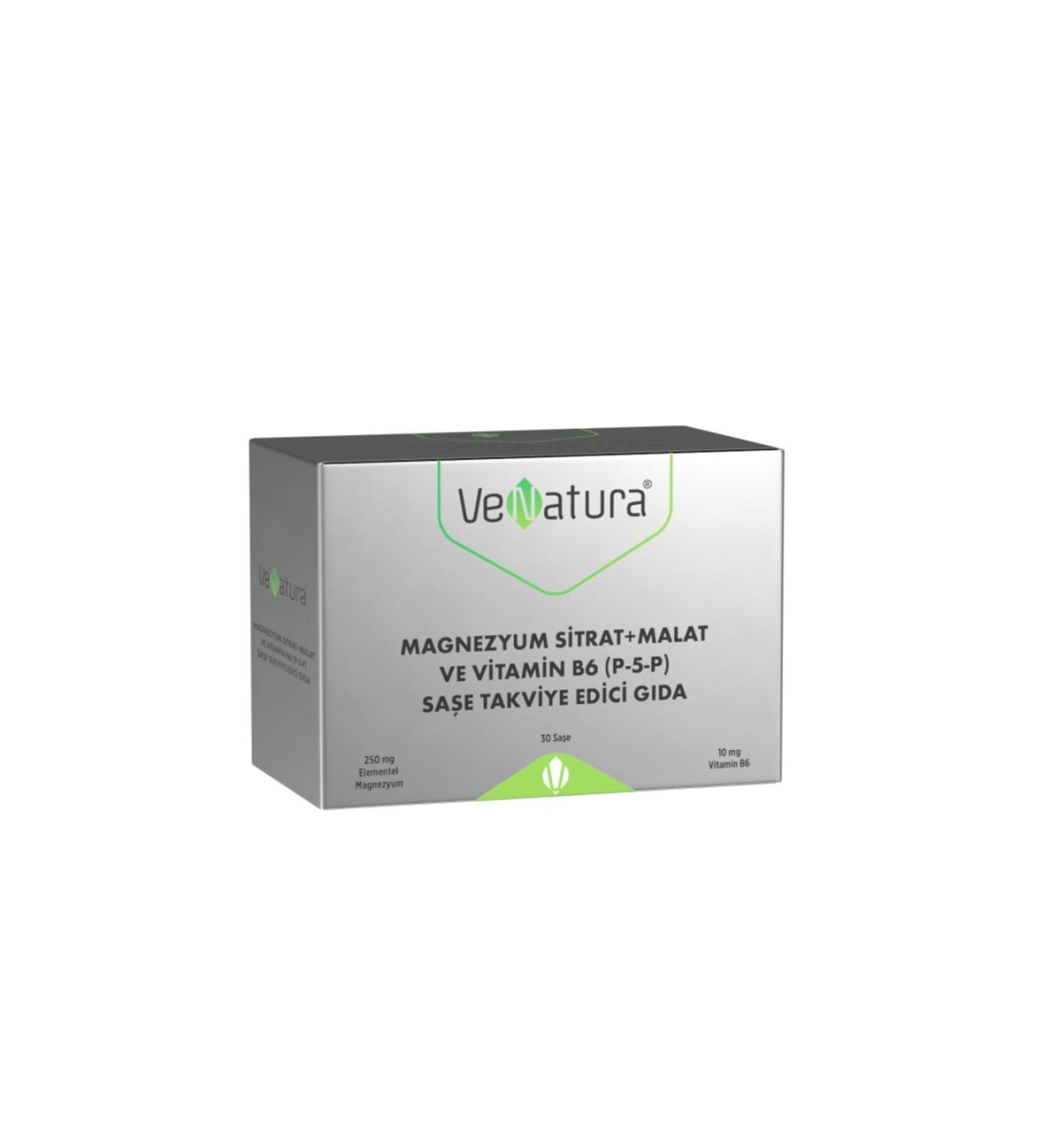 Venatura Magnesium Citrate + Malate and Vitamin B6 (P-5-P) 30 Sachets