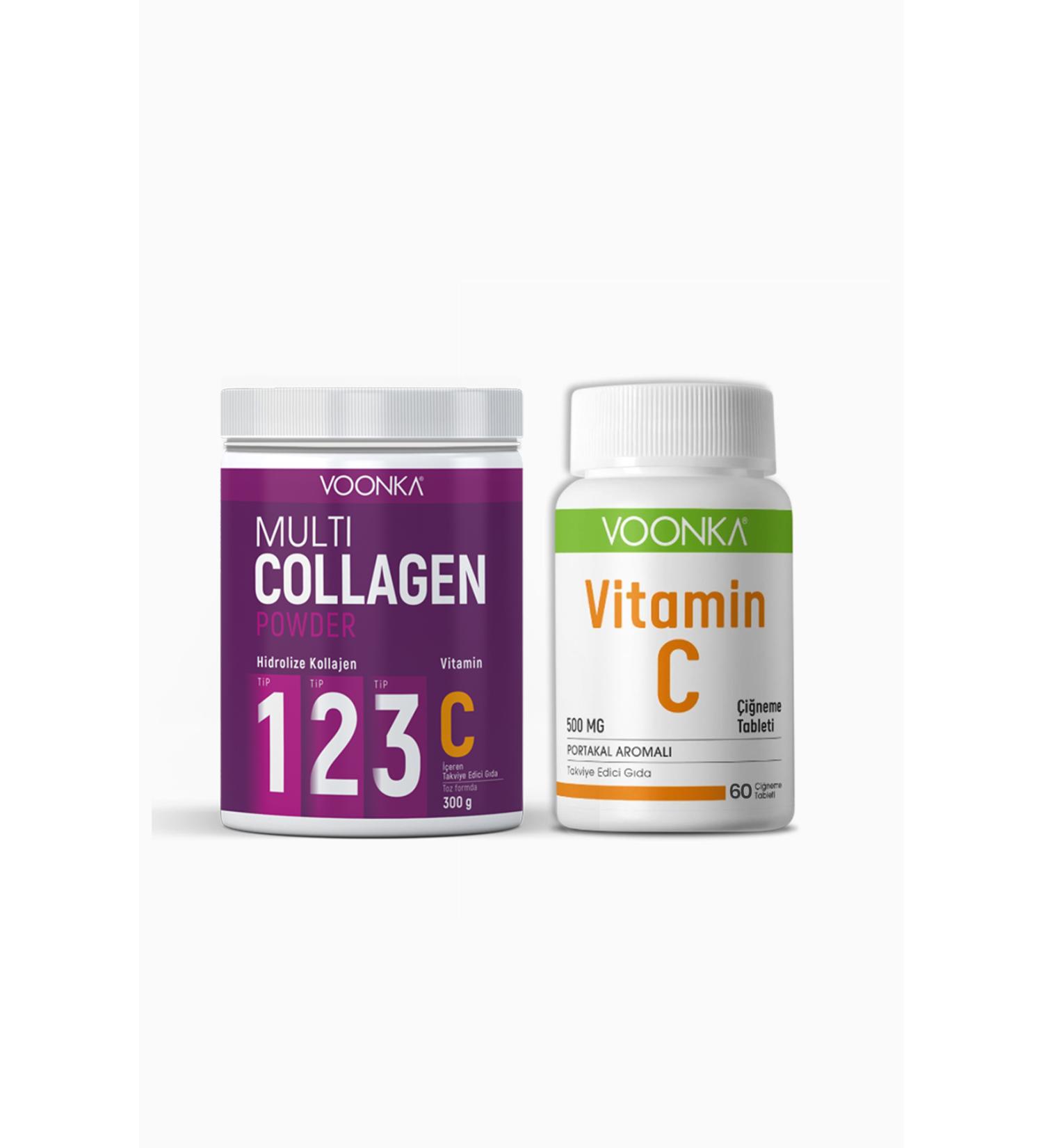 Voonka Multi Collagen Powder 300gr + Vitamin C 500 Mg