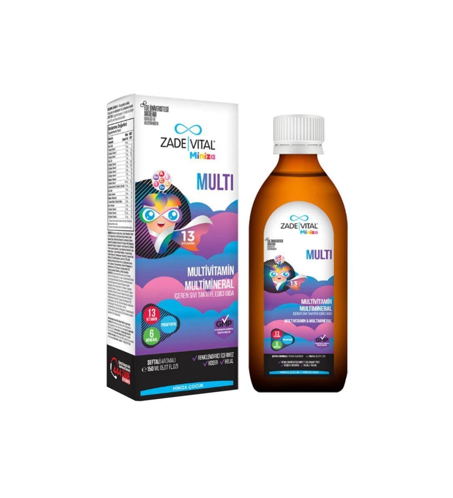 Zade Vital Miniza Multi Liquid Food Supplement 150 Ml